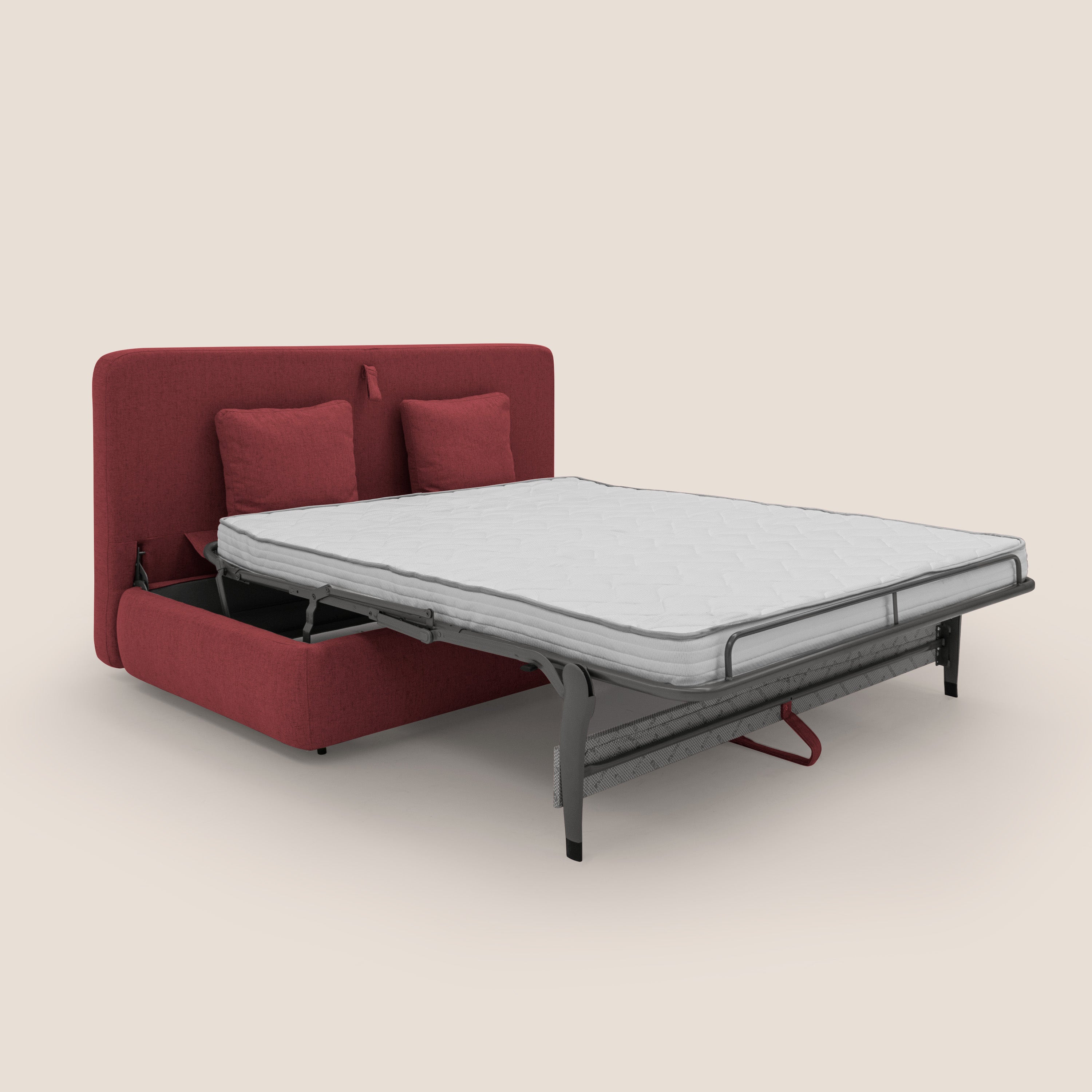 Gransasso Divano letto matrimoniale dal DESIGN innovativo in tessuto impermeabile T03 rosso - divani.store