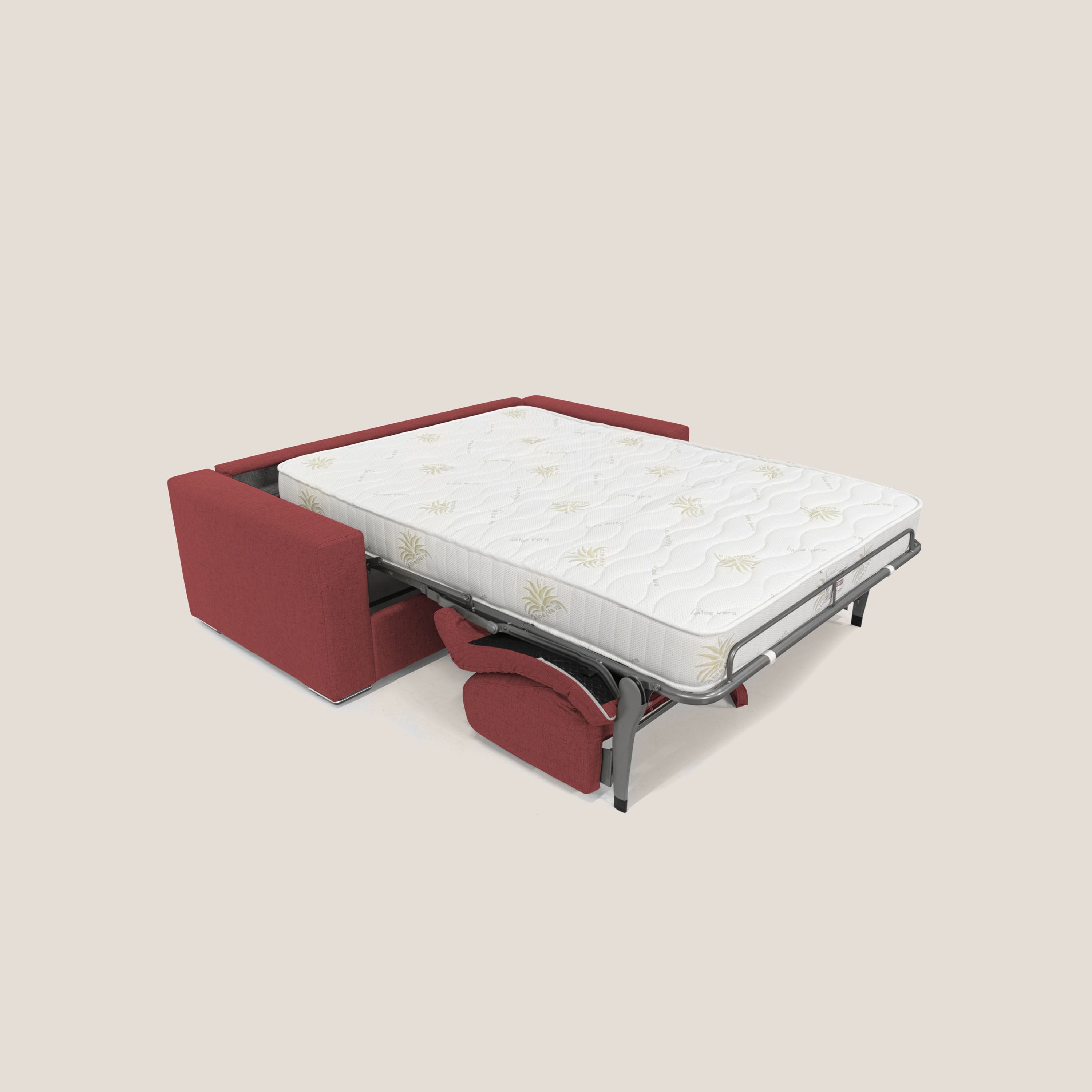 Nixon Divano letto matrimoniale con materasso 20 cm in tessuto impermeabile T03 rosso - divani.store