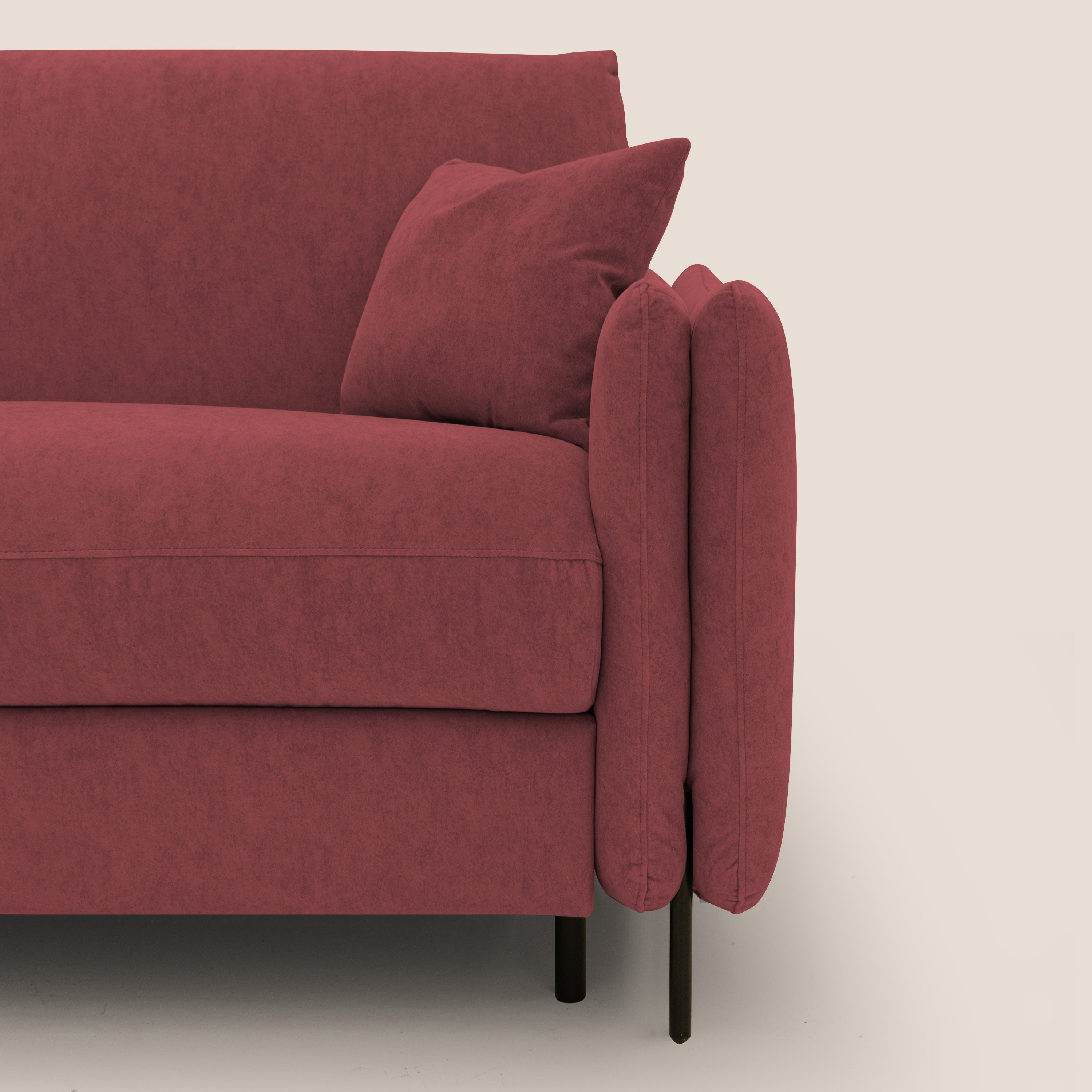 Gregory Divano letto con materasso h18 cm in microfibra effetto velluto impermeabile T09 rosso - divani.store