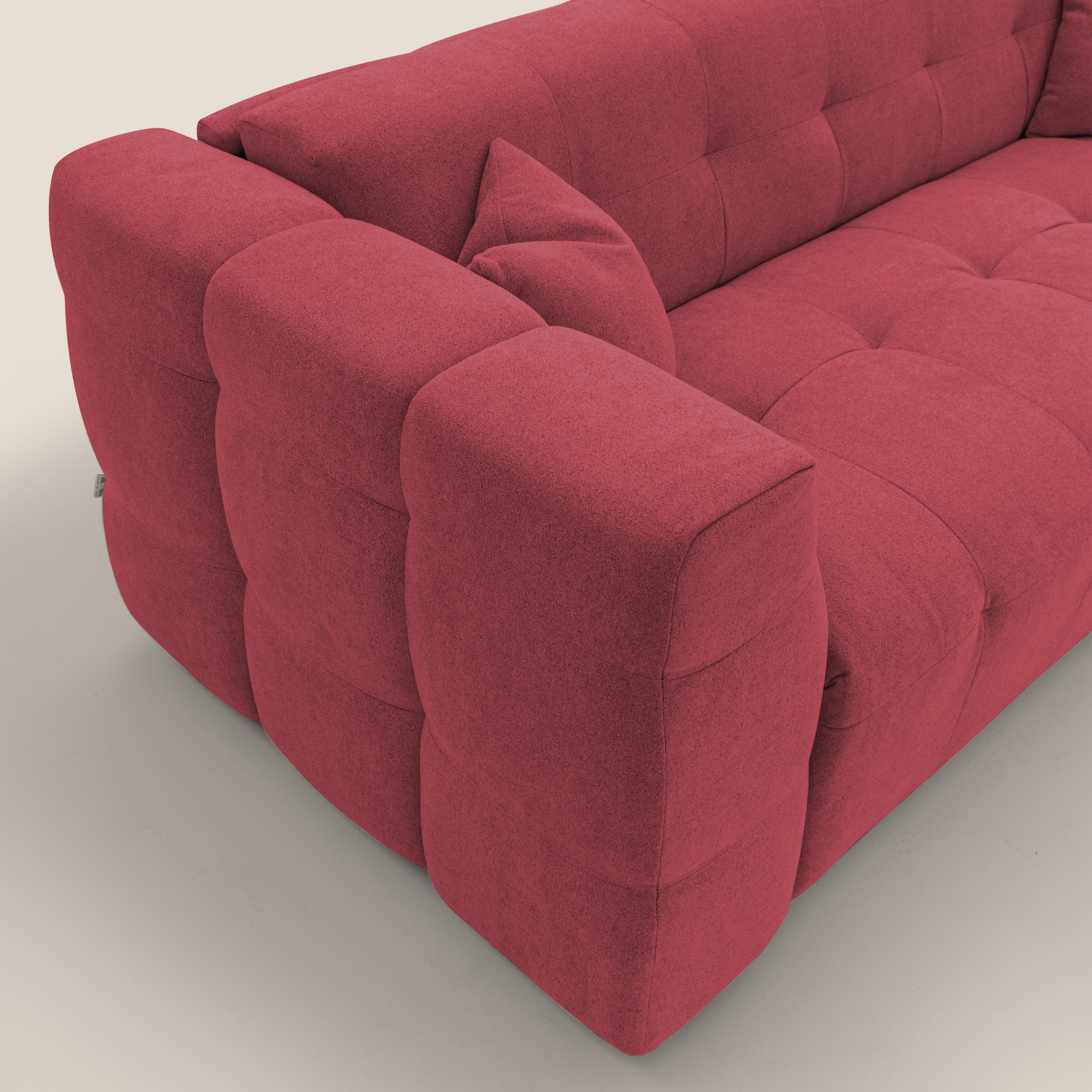 Tender Divano letto matrimoniale dal design innovativo in tessuto bouclet impermeabile T07 rosso - divani.store