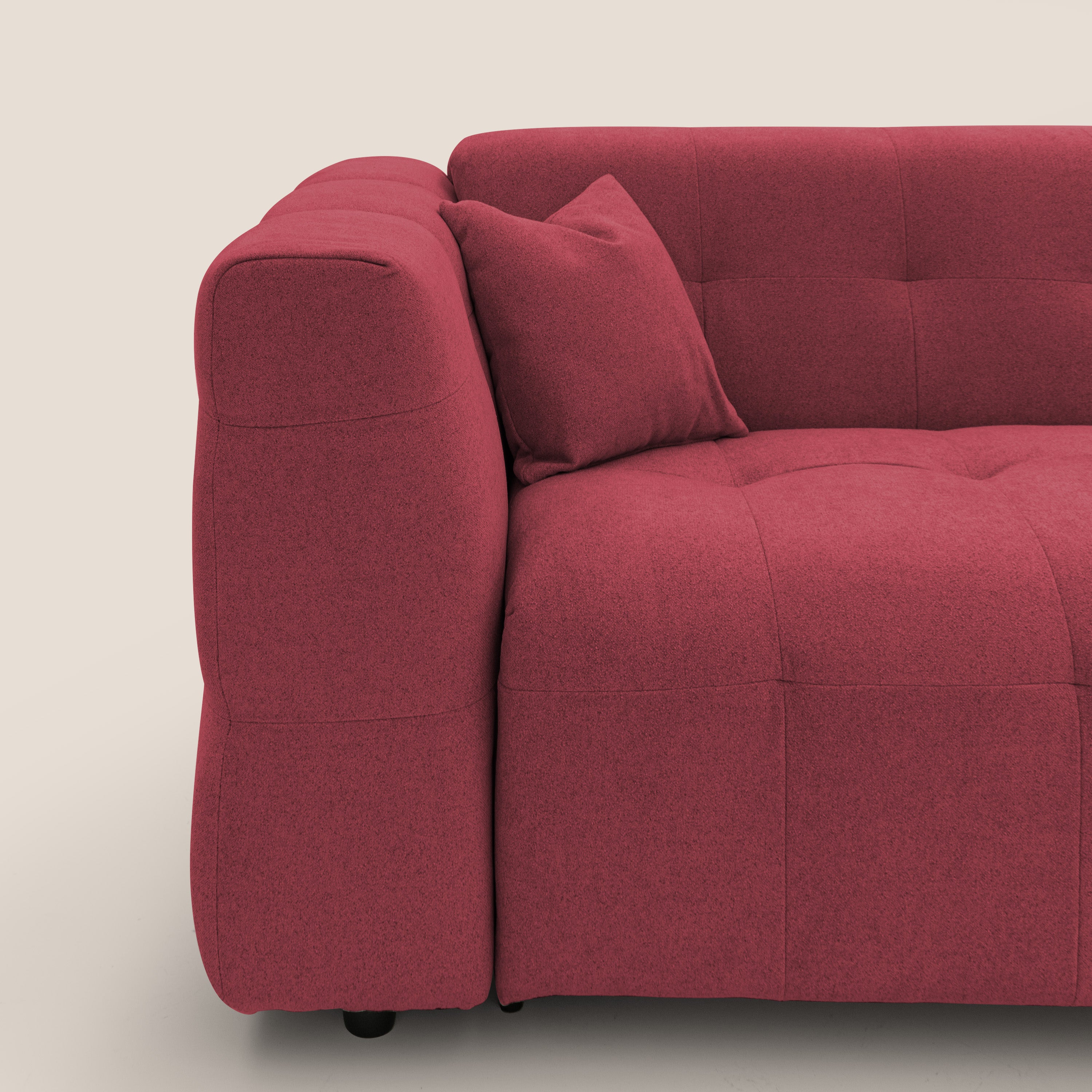 Tender Divano letto matrimoniale dal design innovativo in tessuto bouclet impermeabile T07 rosso - divani.store