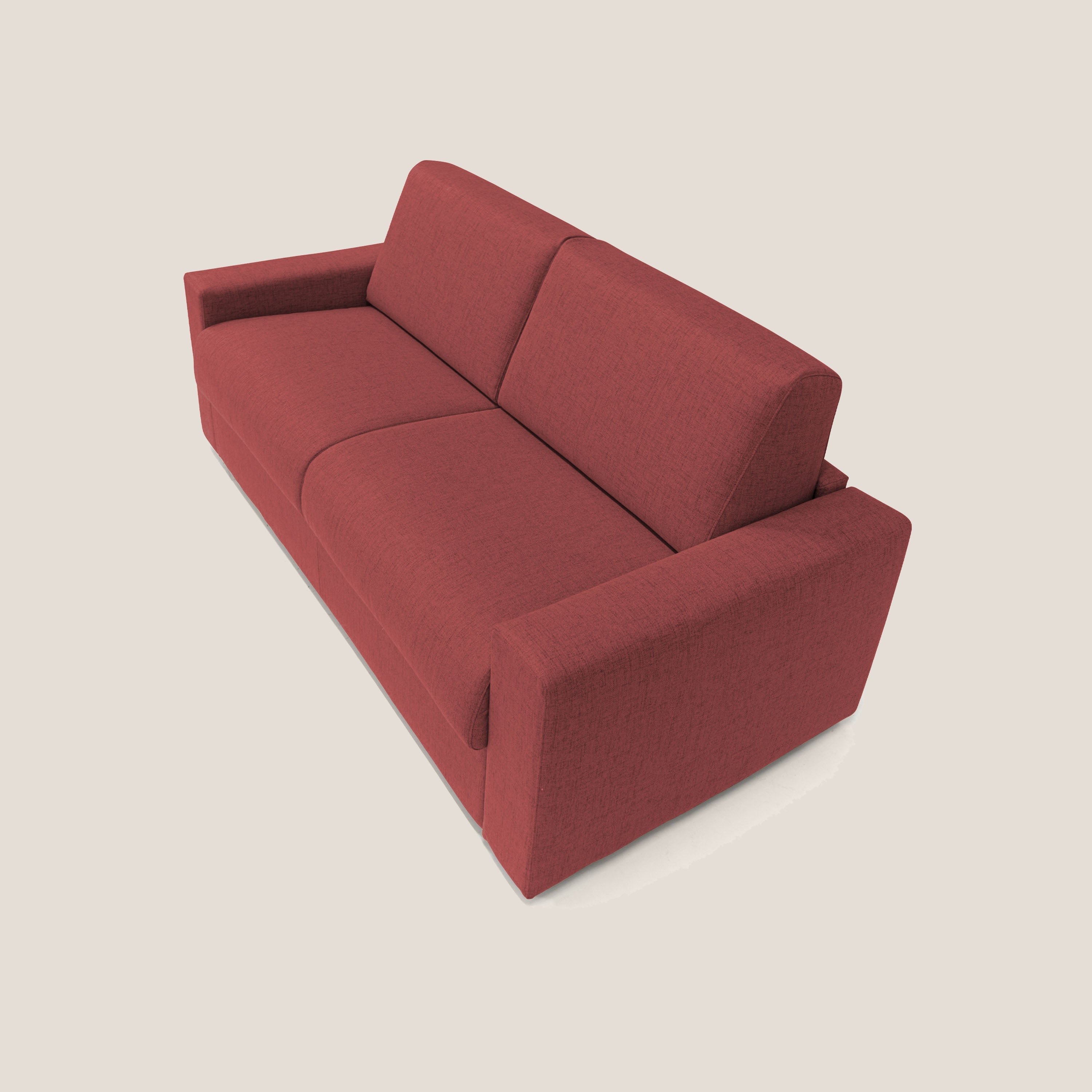 Nixon Divano letto matrimoniale con materasso 20 cm in tessuto impermeabile T03 rosso - divani.store