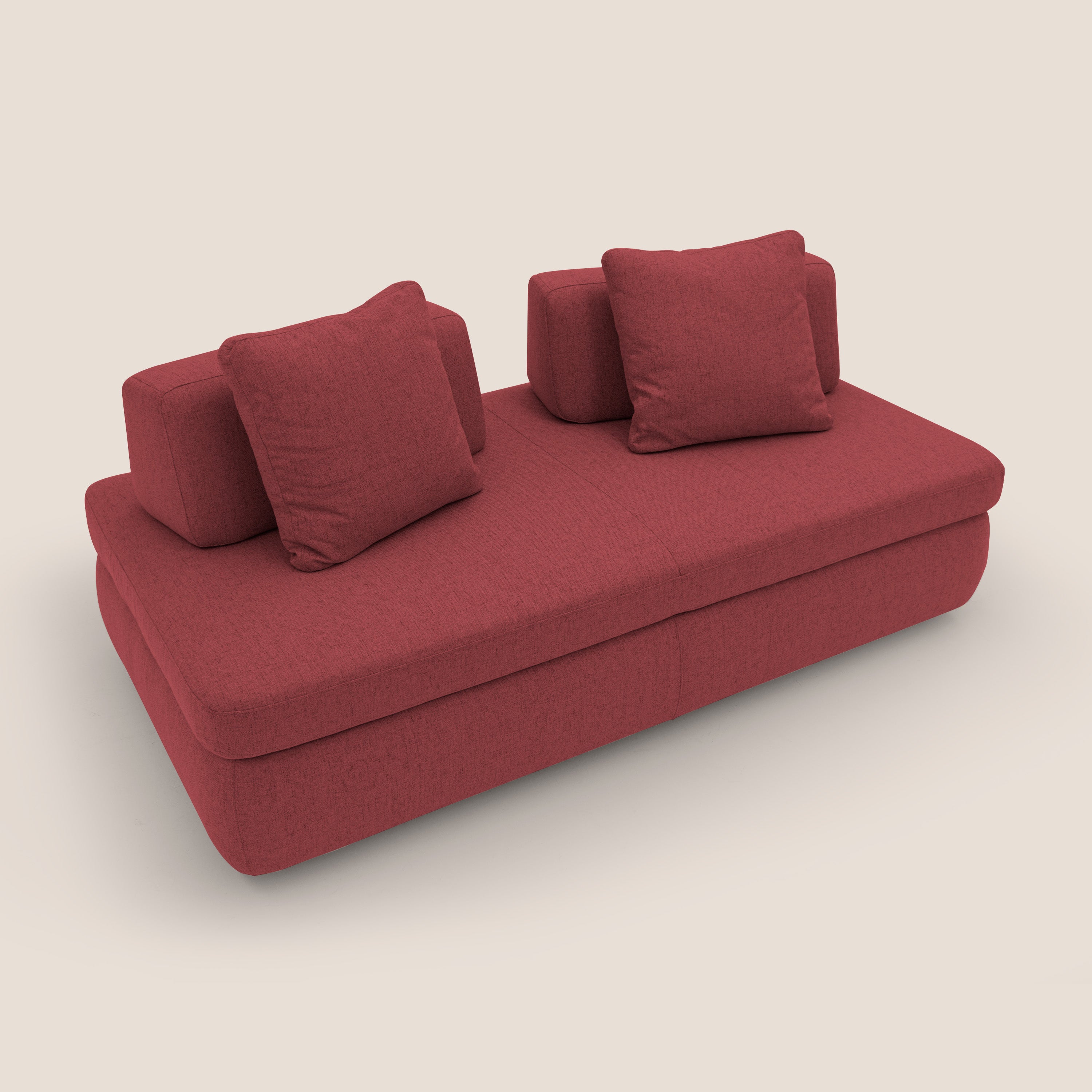Gransasso Divano letto matrimoniale dal DESIGN innovativo in tessuto impermeabile T03 rosso - divani.store