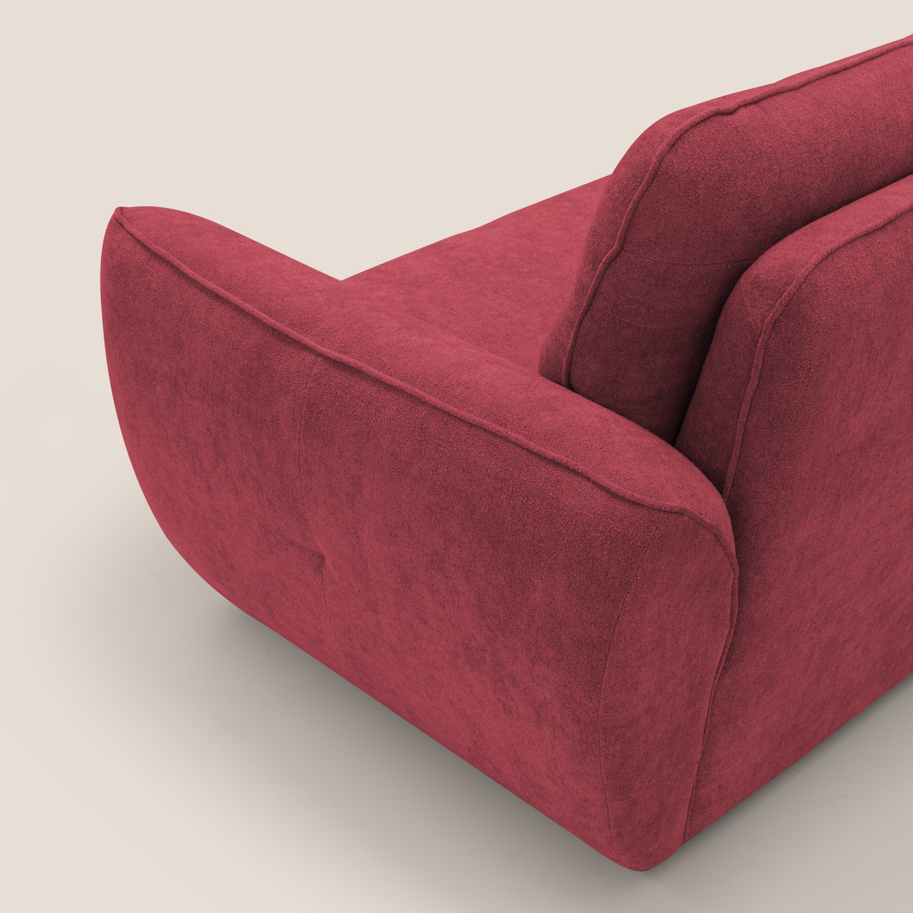 Cerbero divano 2 e 3 posti in morbido bouclé impermeabile T07 rosso - divani.store