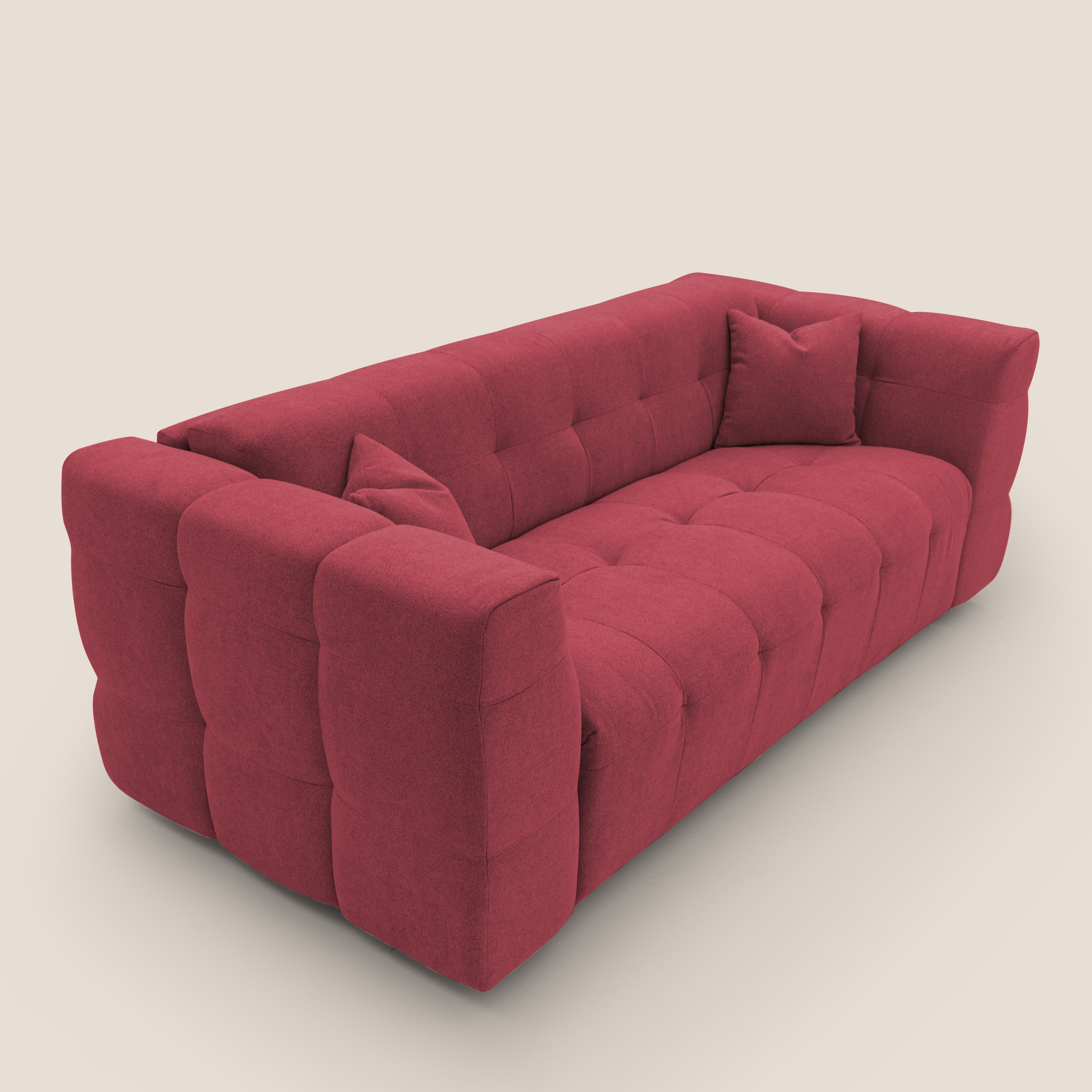 Tender Divano letto matrimoniale dal design innovativo in tessuto bouclet impermeabile T07 rosso - divani.store