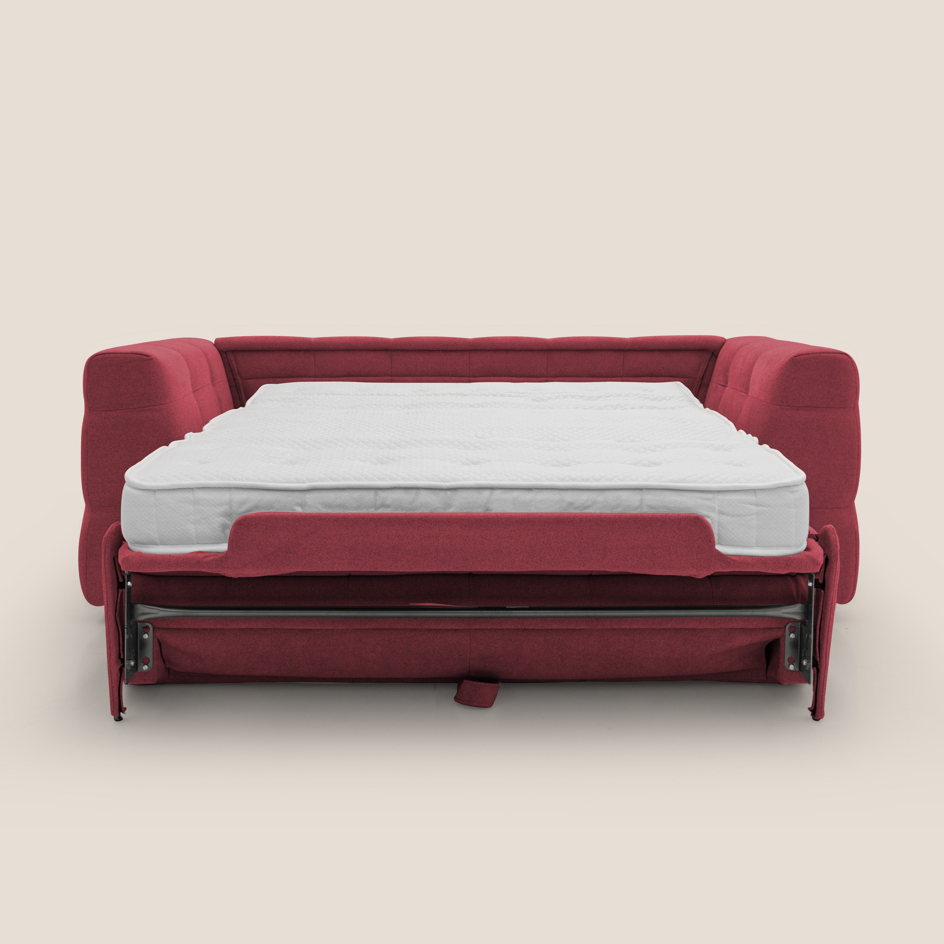 Tender Divano letto matrimoniale dal design innovativo in tessuto bouclet impermeabile T07 rosso - divani.store
