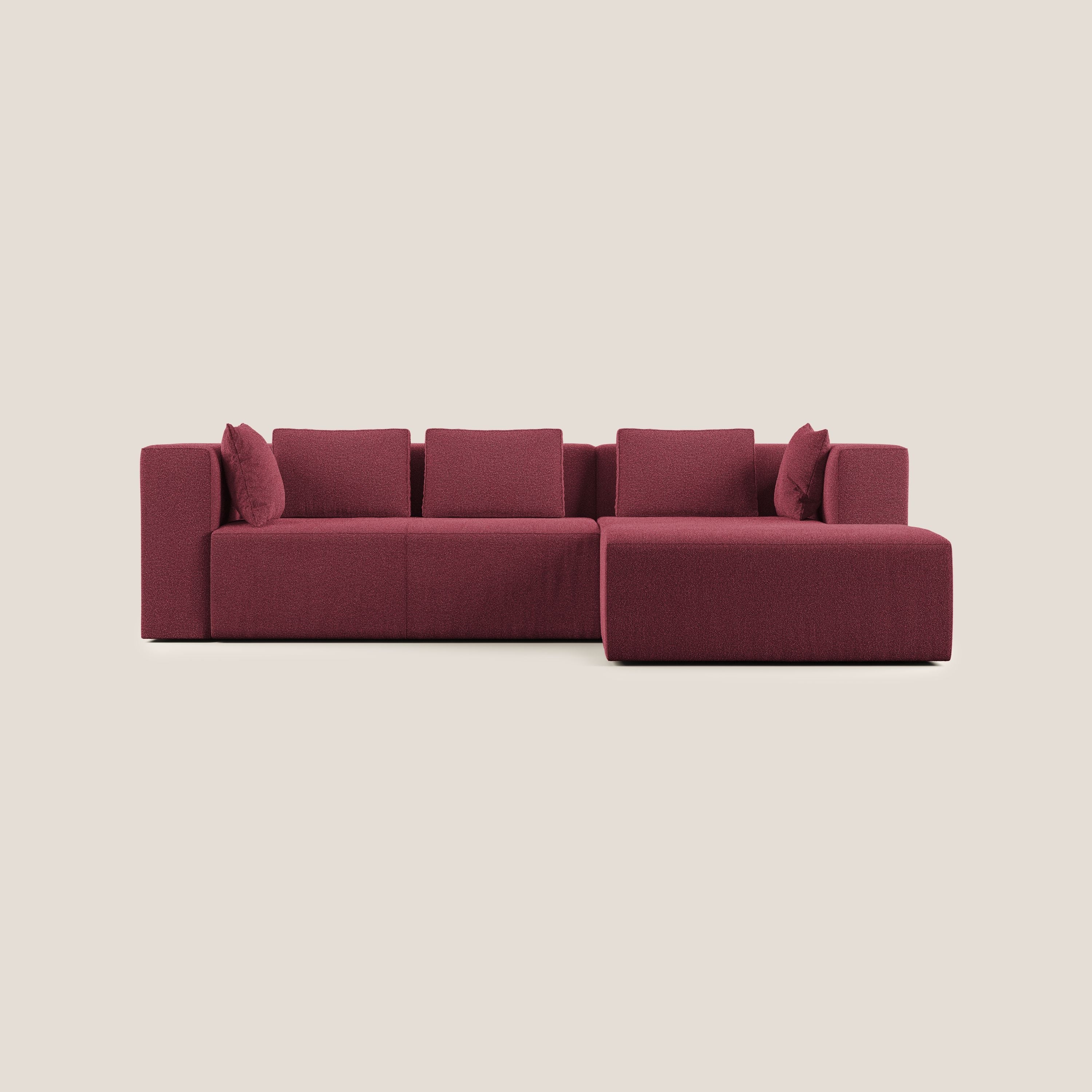 Nettuno divano angolare componibile in morbido tessuto bouclè T07 rosso - divani.store