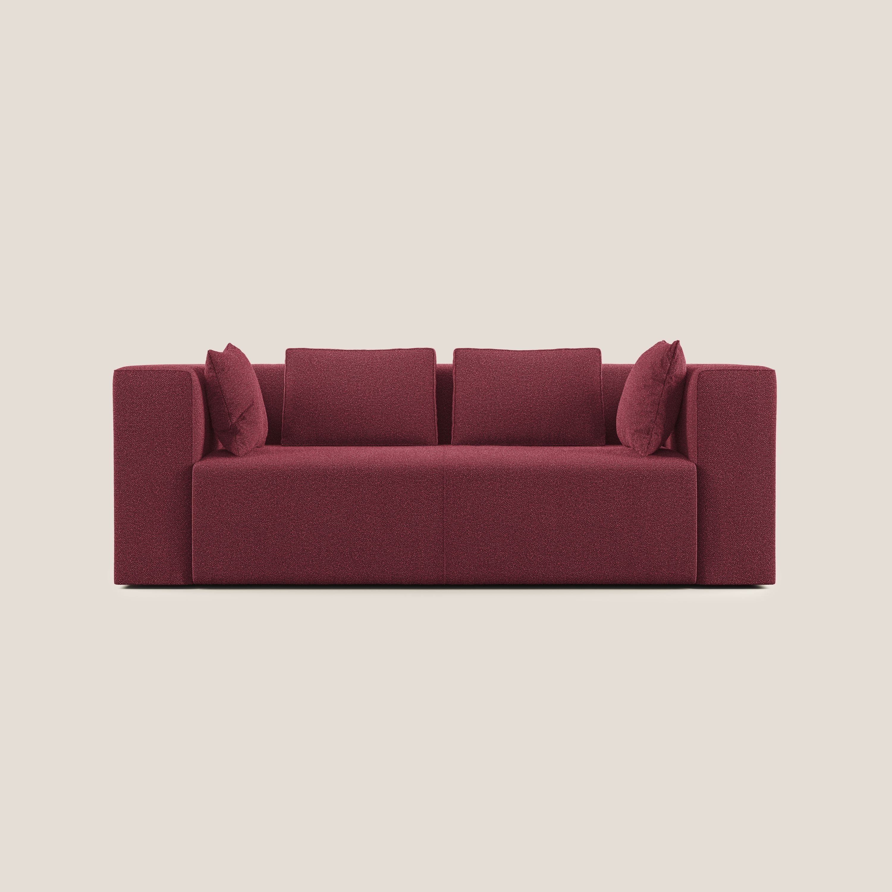 Nettuno divano moderno componibile in morbido tessuto bouclè T07 rosso - divani.store
