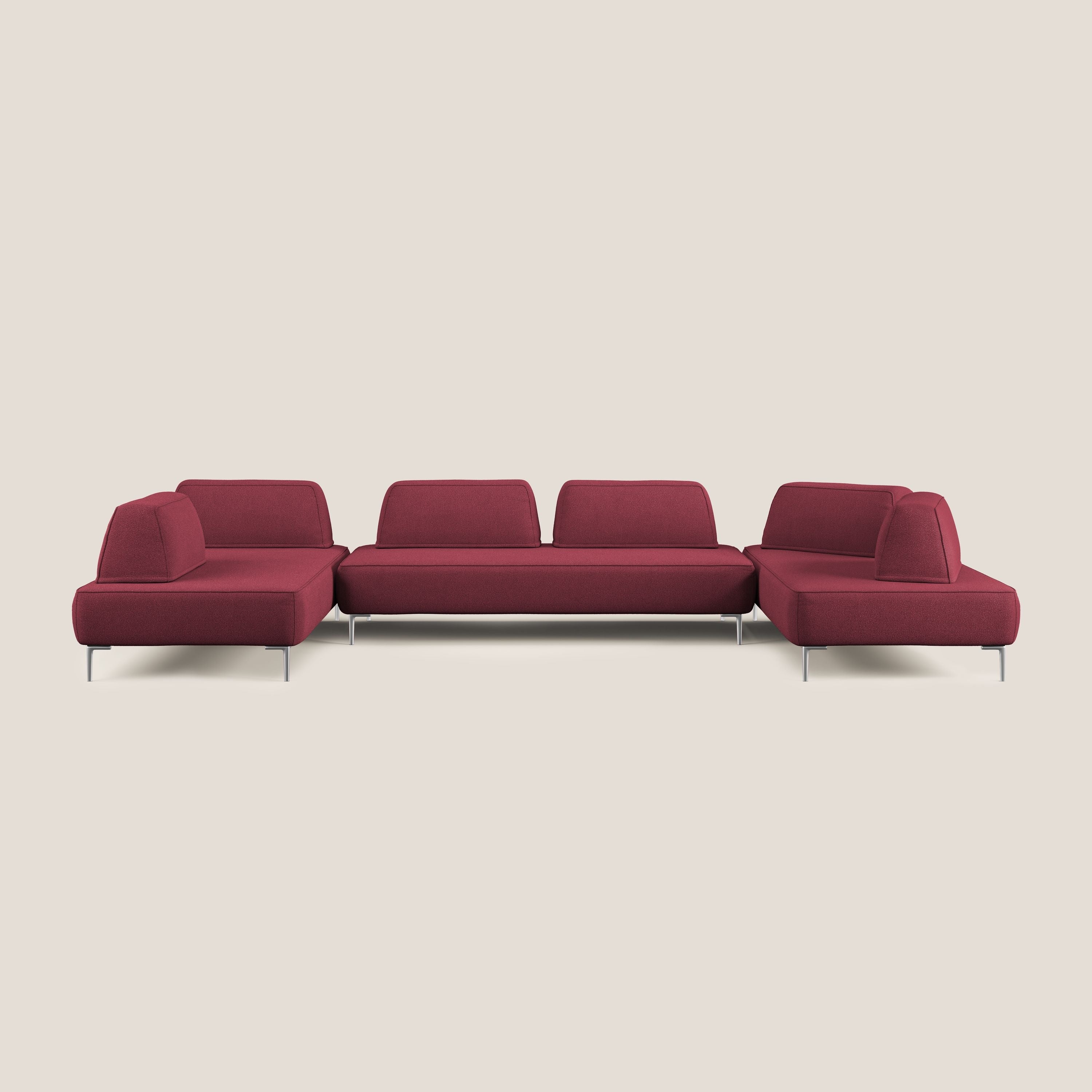 Newton divano panoramico modulare con schienali movibili T07 rosso - divani.store