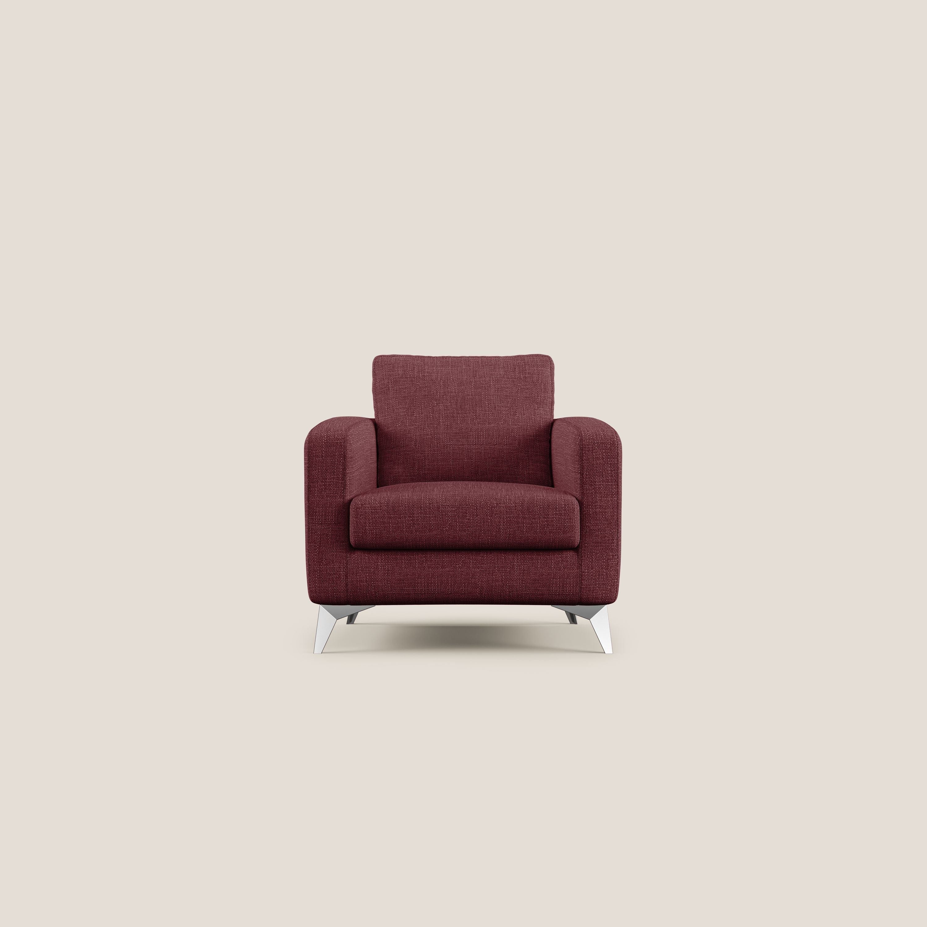 Orione Poltroncina in morbido tessuto impermeabile ad intreccio T06 rosso - divani.store