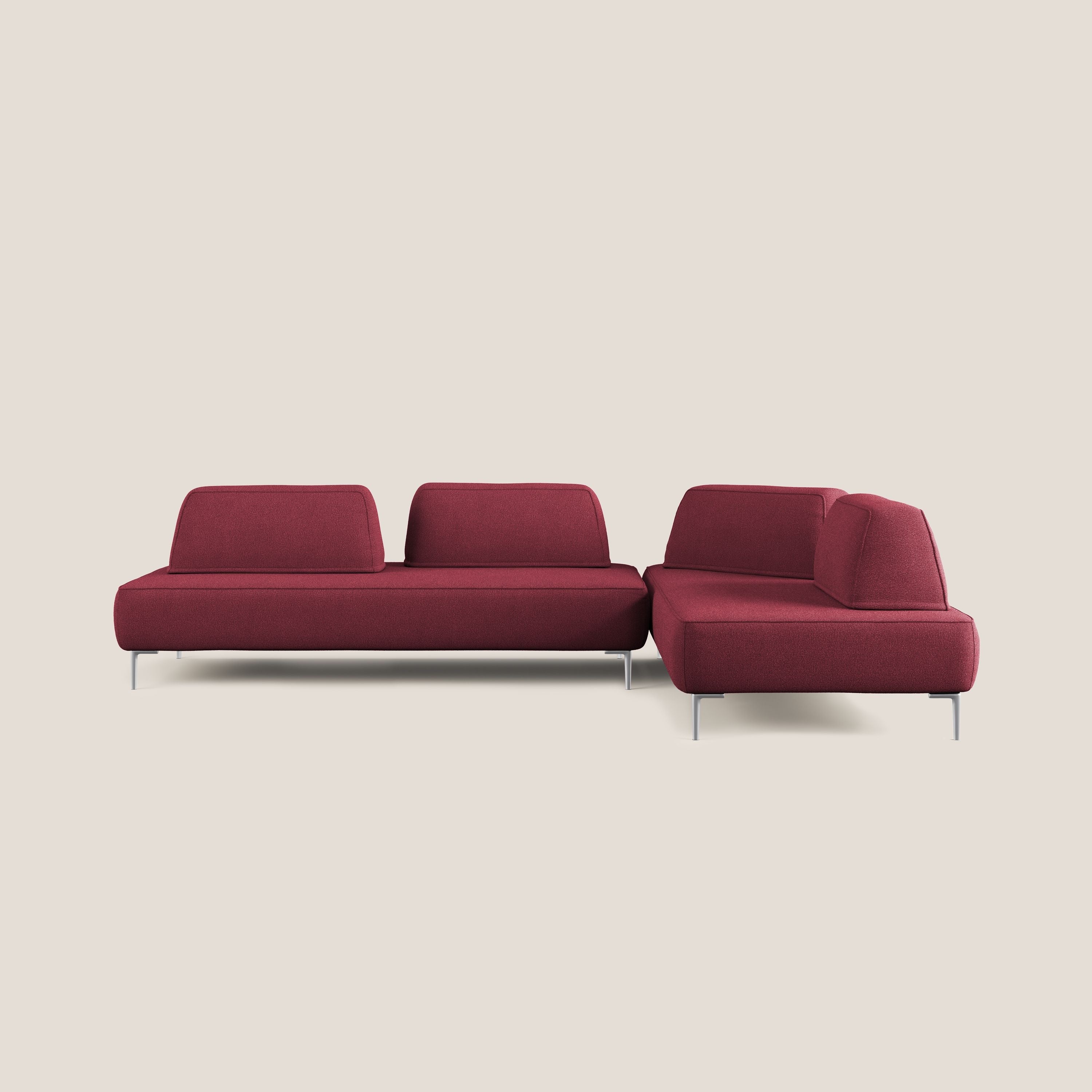 Newton divano angolare modulare con schienali movibili T07 rosso - divani.store