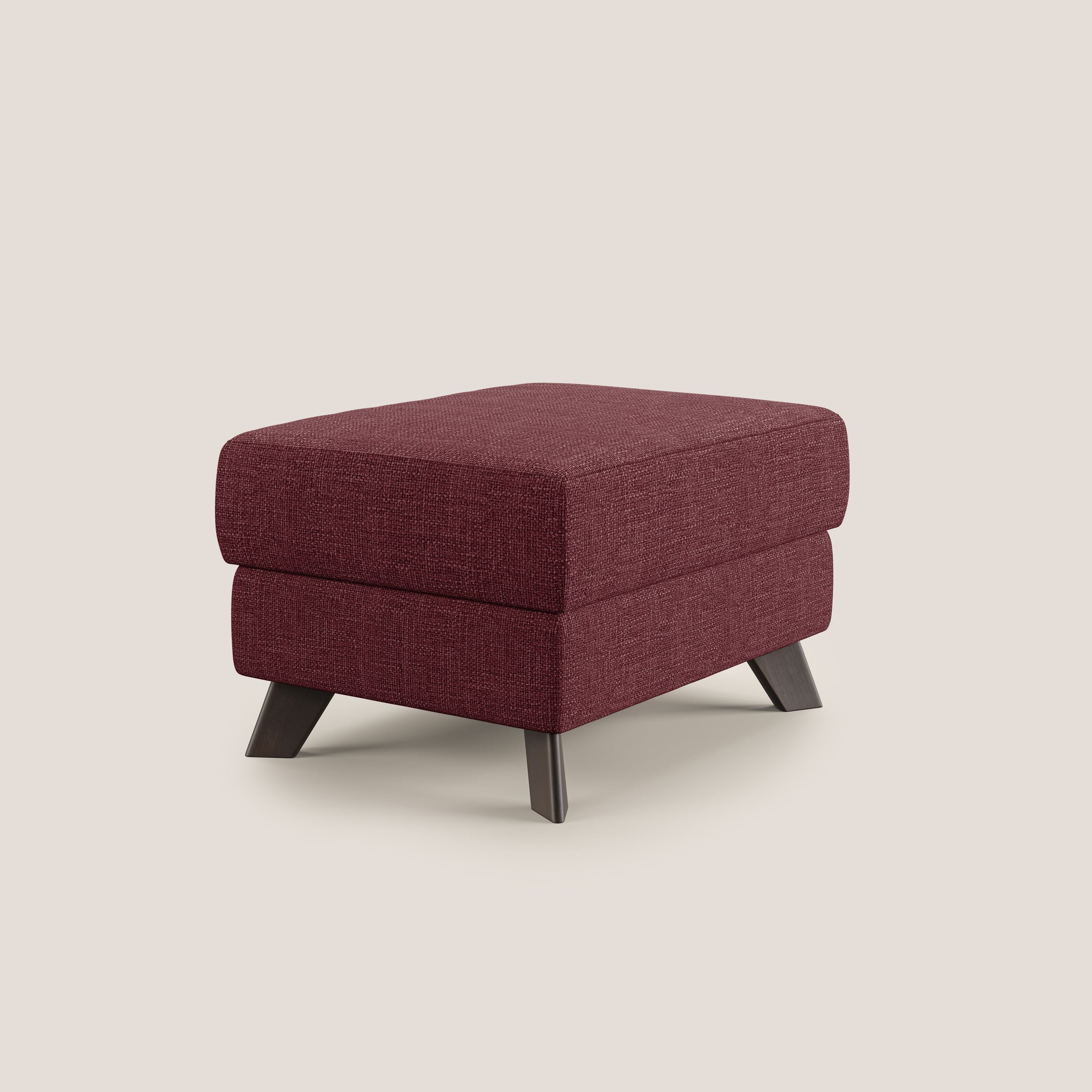 Moon Pouf contenitore e piedini alti in tessuto morbido ad intreccio soft-touch impermeabile T06 rosso - divani.store