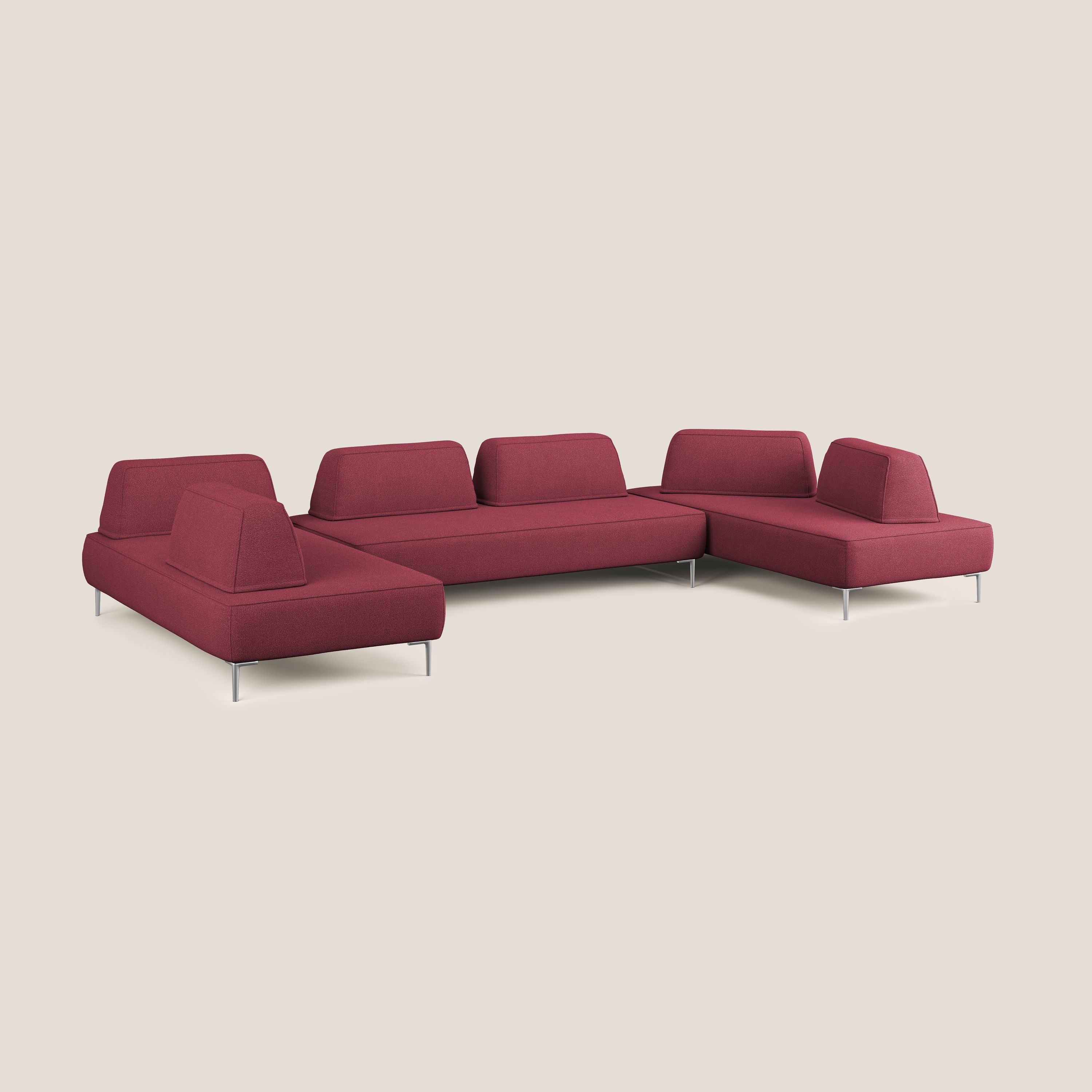 Newton divano panoramico modulare con schienali movibili T07 rosso - divani.store
