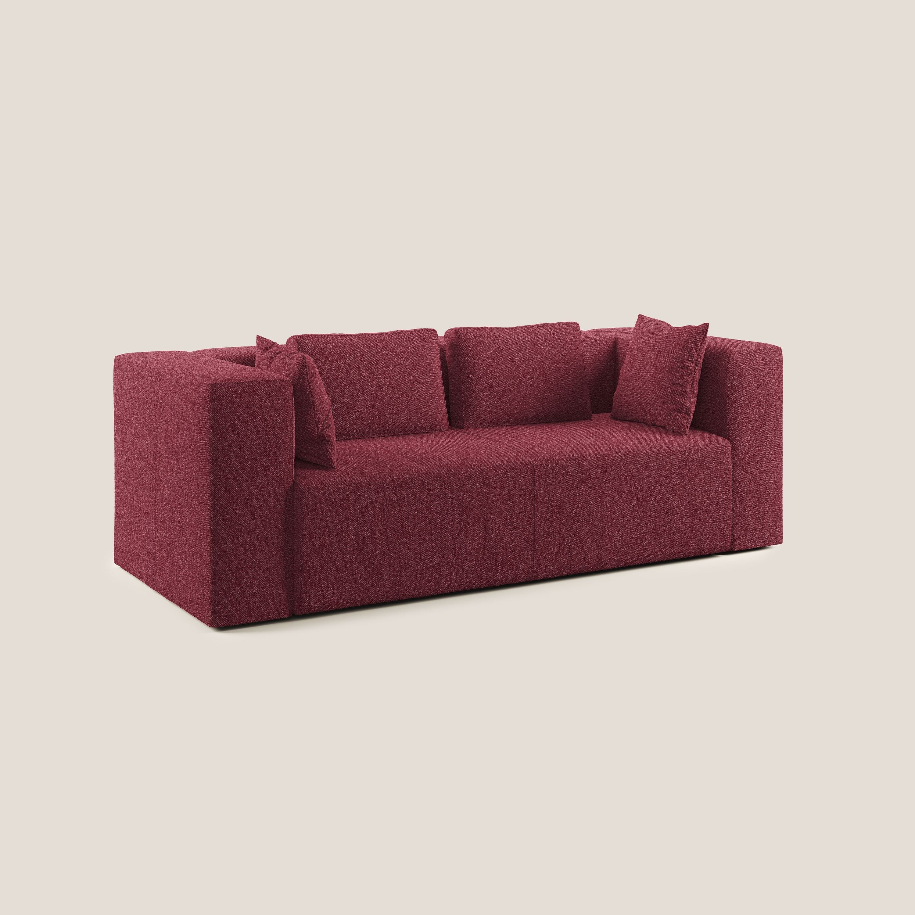 Nettuno divano moderno componibile in morbido tessuto bouclè T07 rosso - divani.store