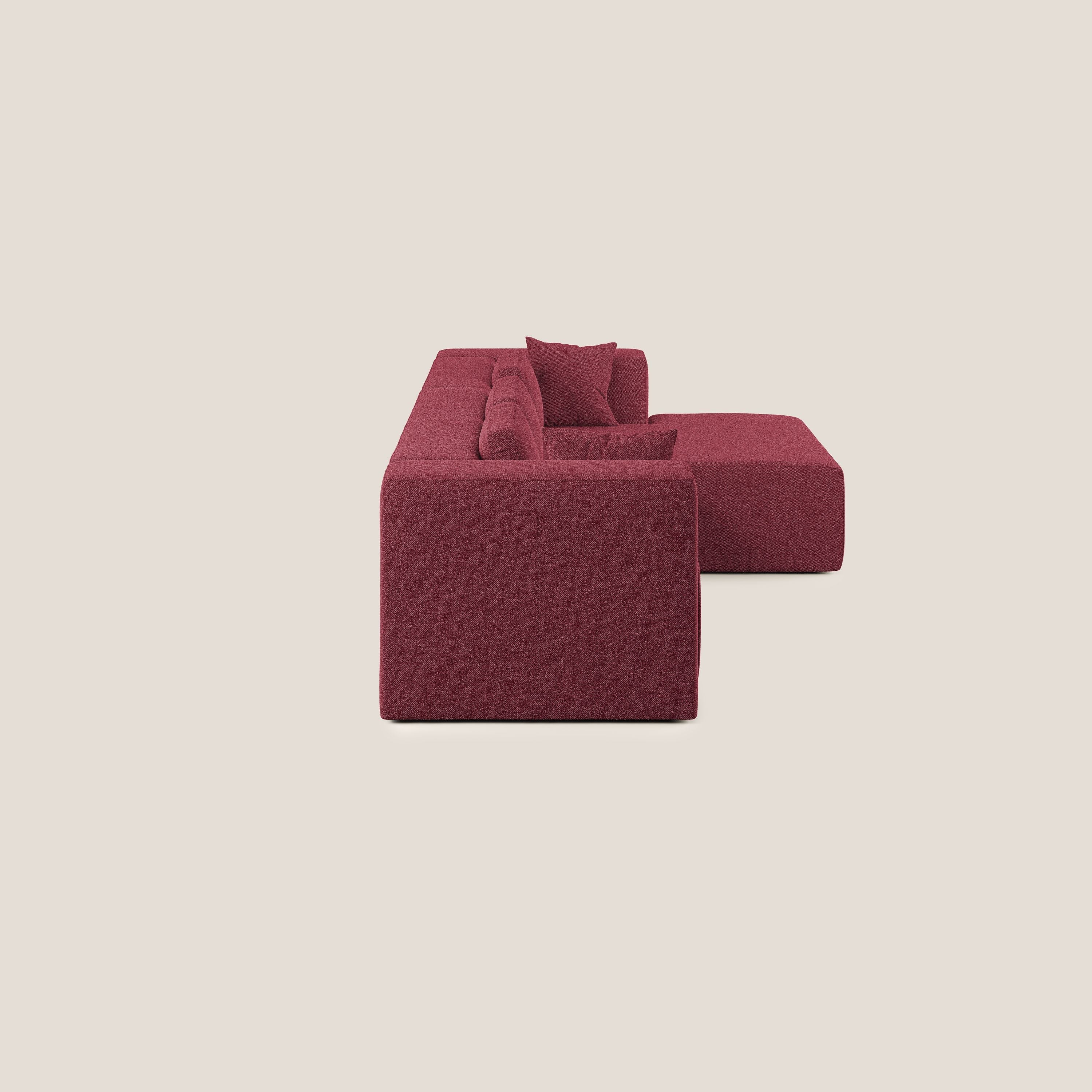 Nettuno divano angolare componibile in morbido tessuto bouclè T07 rosso - divani.store