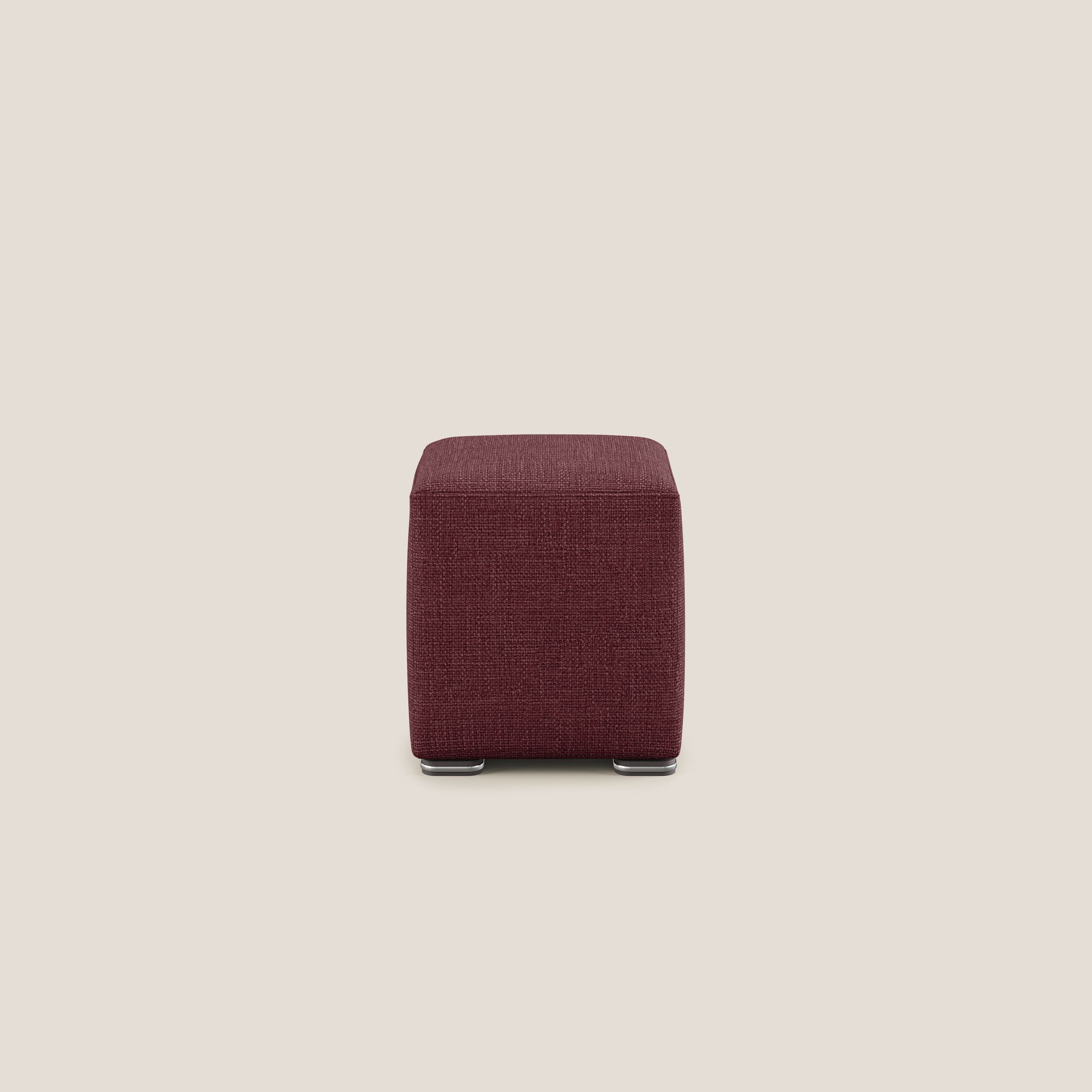 Cube pouf in morbido tessuto impermeabile ad intreccio melangiato T06 rosso - divani.store