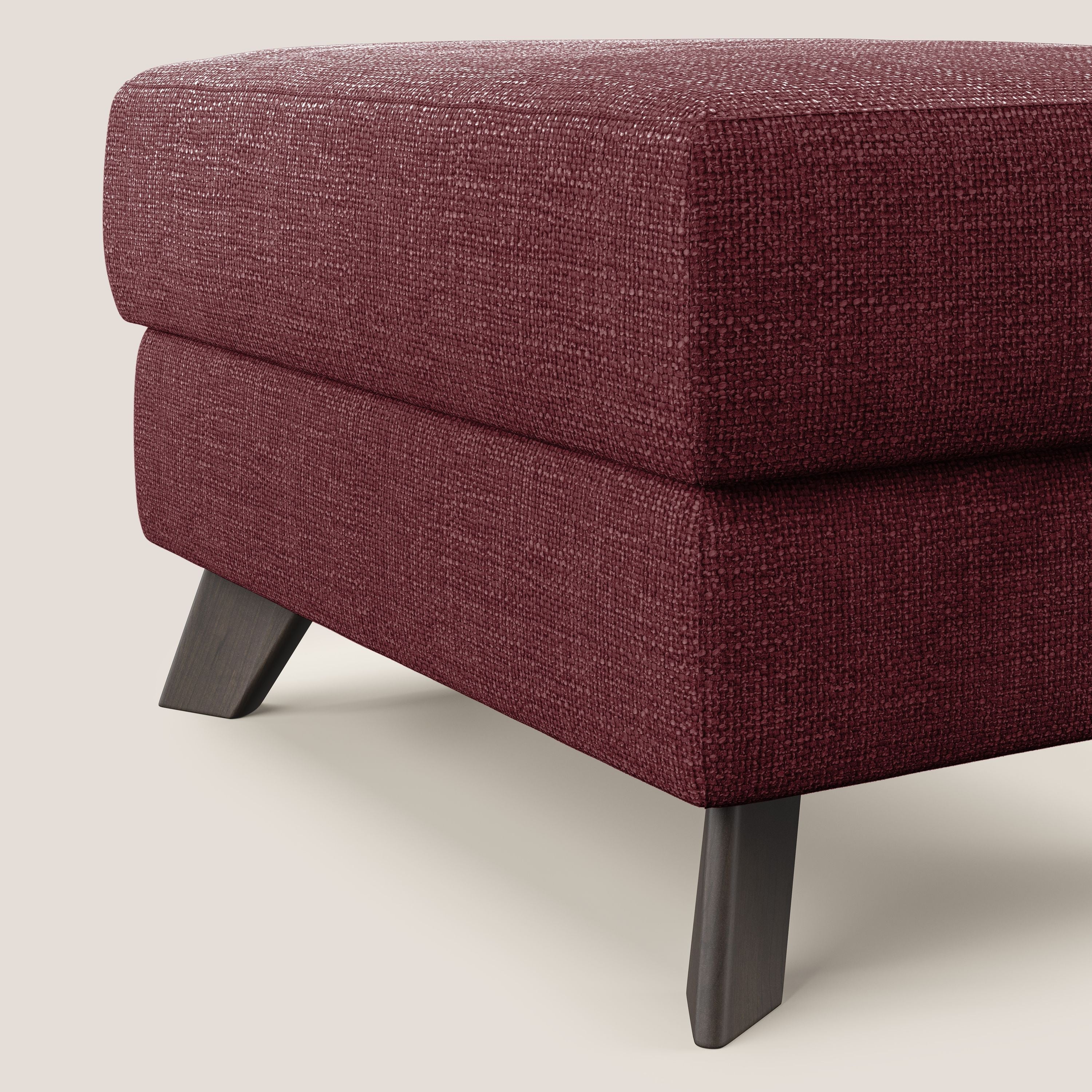 Moon Pouf contenitore e piedini alti in tessuto morbido ad intreccio soft-touch impermeabile T06 rosso - divani.store