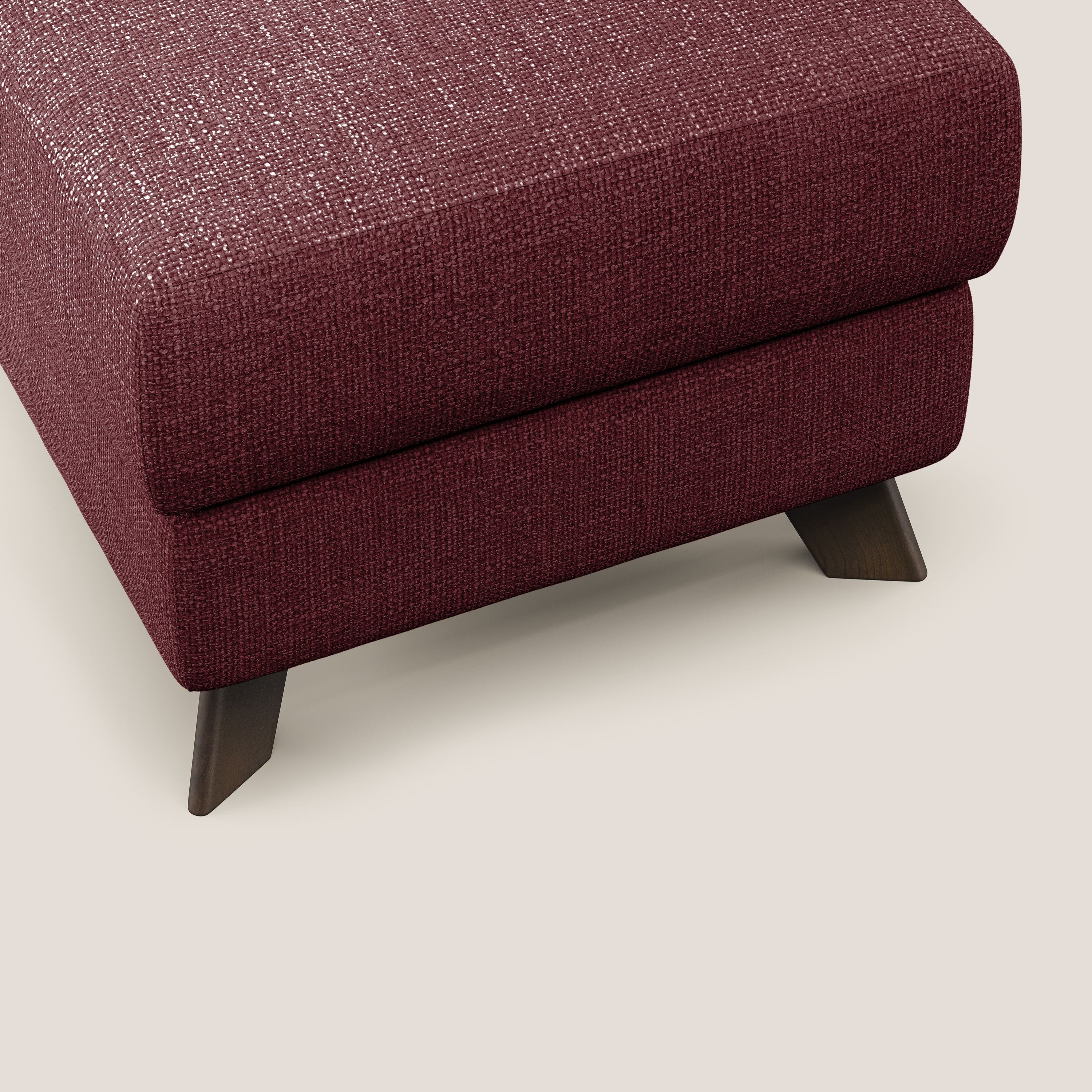 Moon Pouf contenitore e piedini alti in tessuto morbido ad intreccio soft-touch impermeabile T06 rosso - divani.store