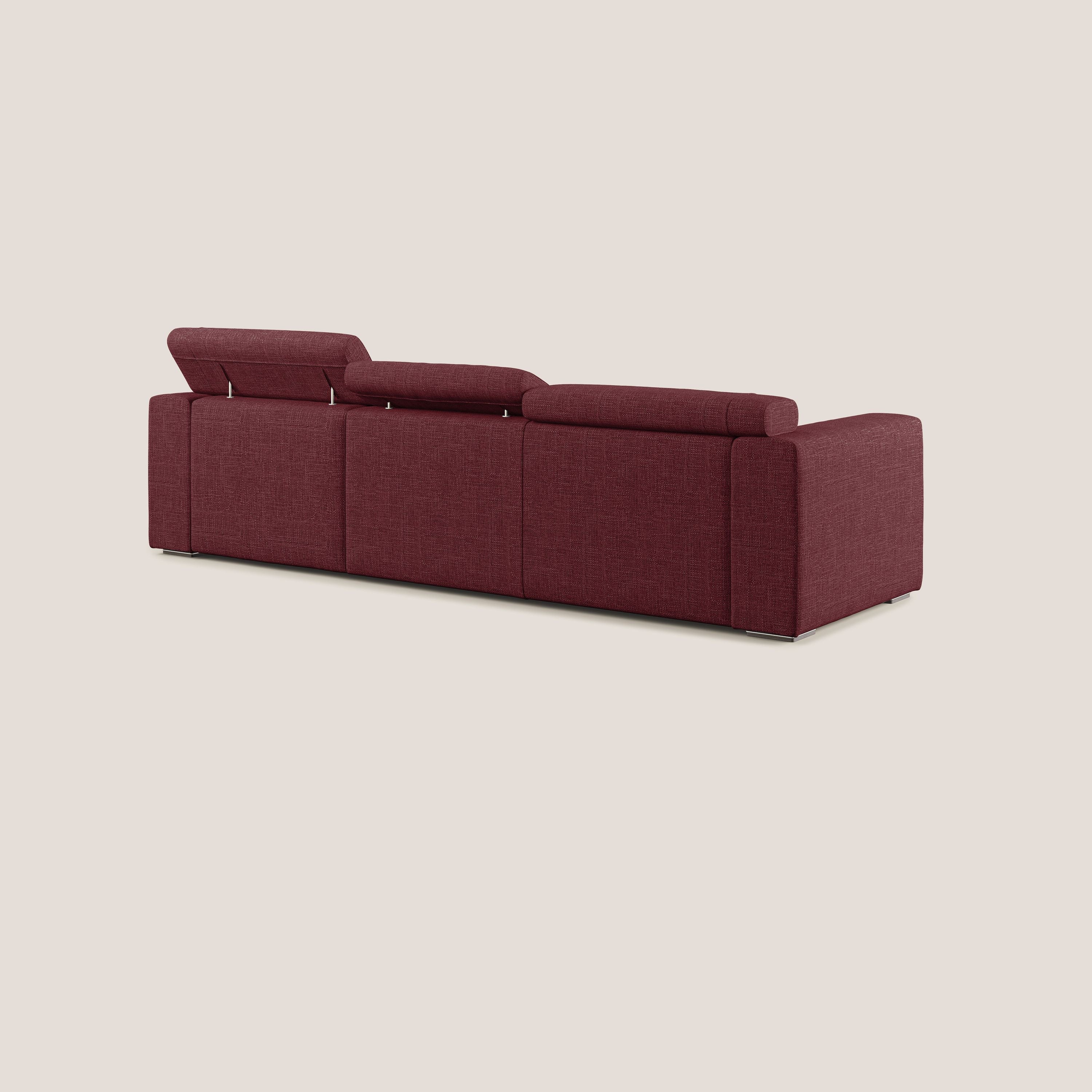 Vegas divano angolare con poggiatesta reclinabili in morbido tessuto impermeabile T06 rosso - divani.store