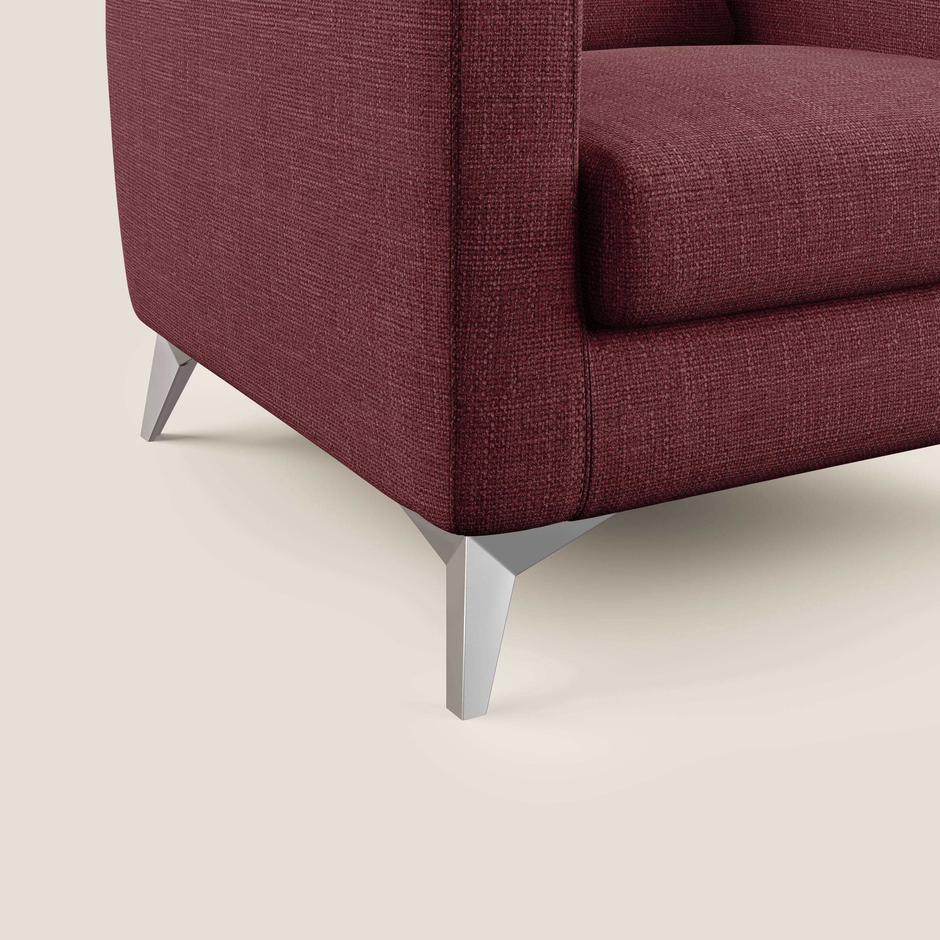 Orione Poltroncina in morbido tessuto impermeabile ad intreccio T06 rosso - divani.store