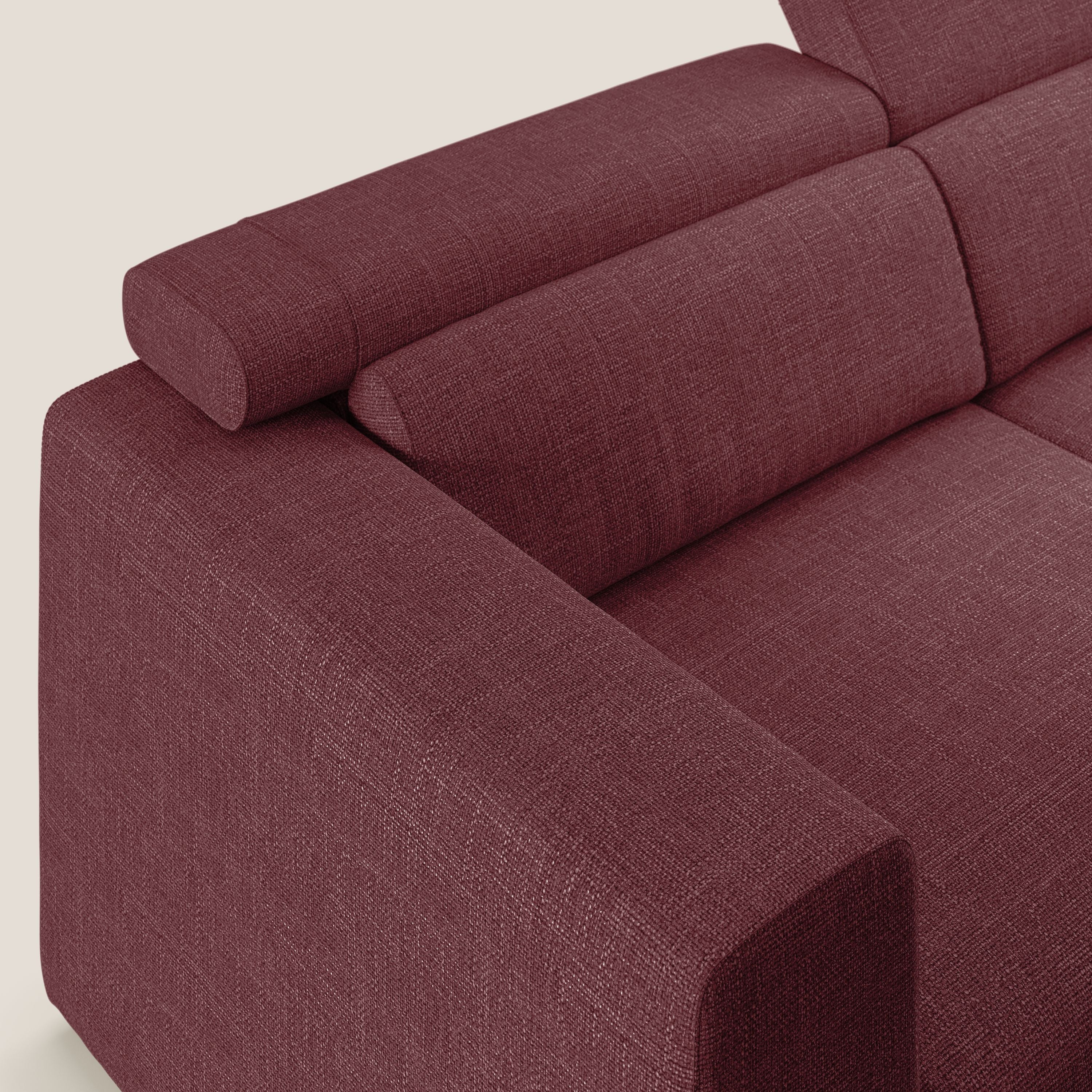 Vegas divano con poggiatesta reclinabili in morbido tessuto impermeabile T06 rosso - divani.store