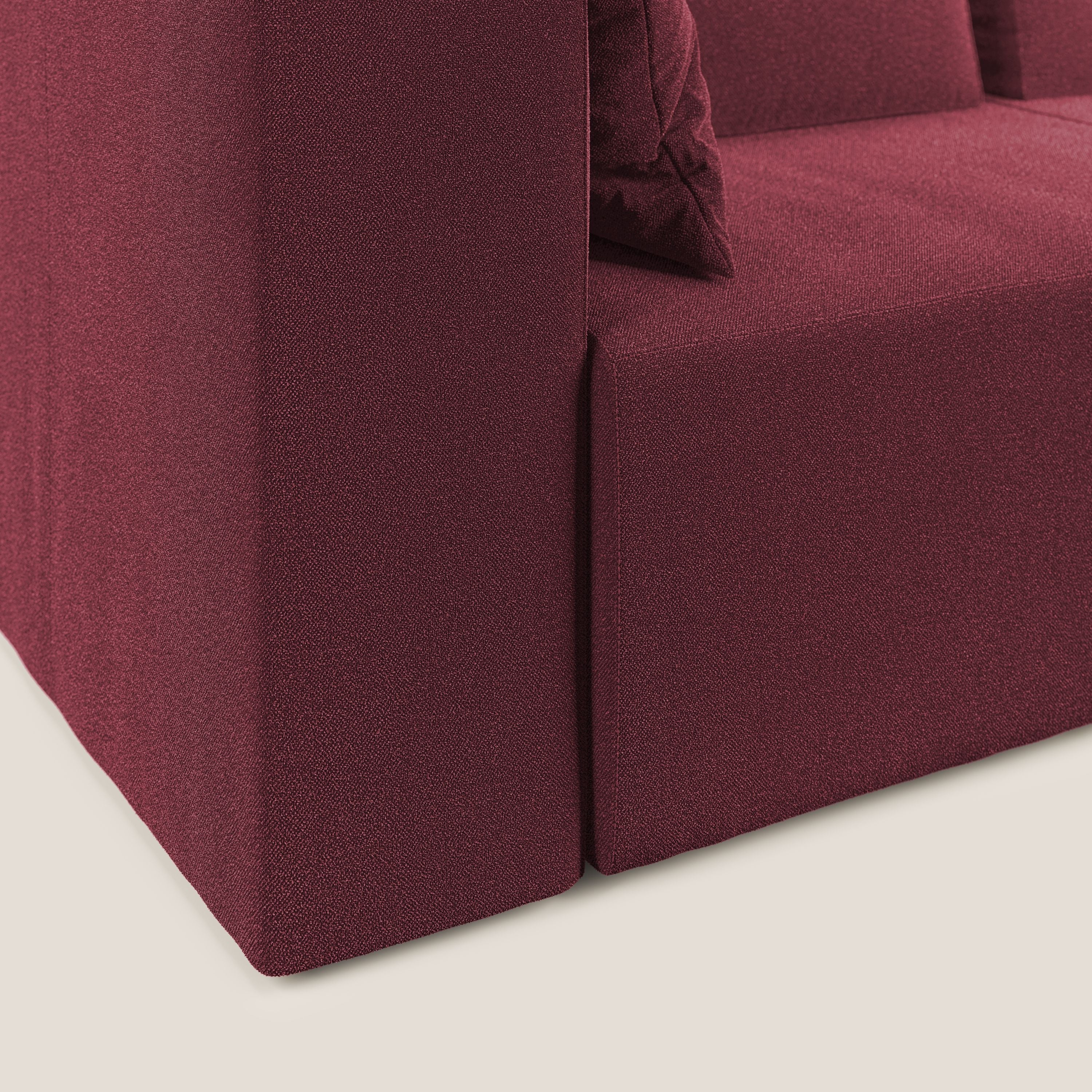 Nettuno divano moderno componibile in morbido tessuto bouclè T07 rosso - divani.store