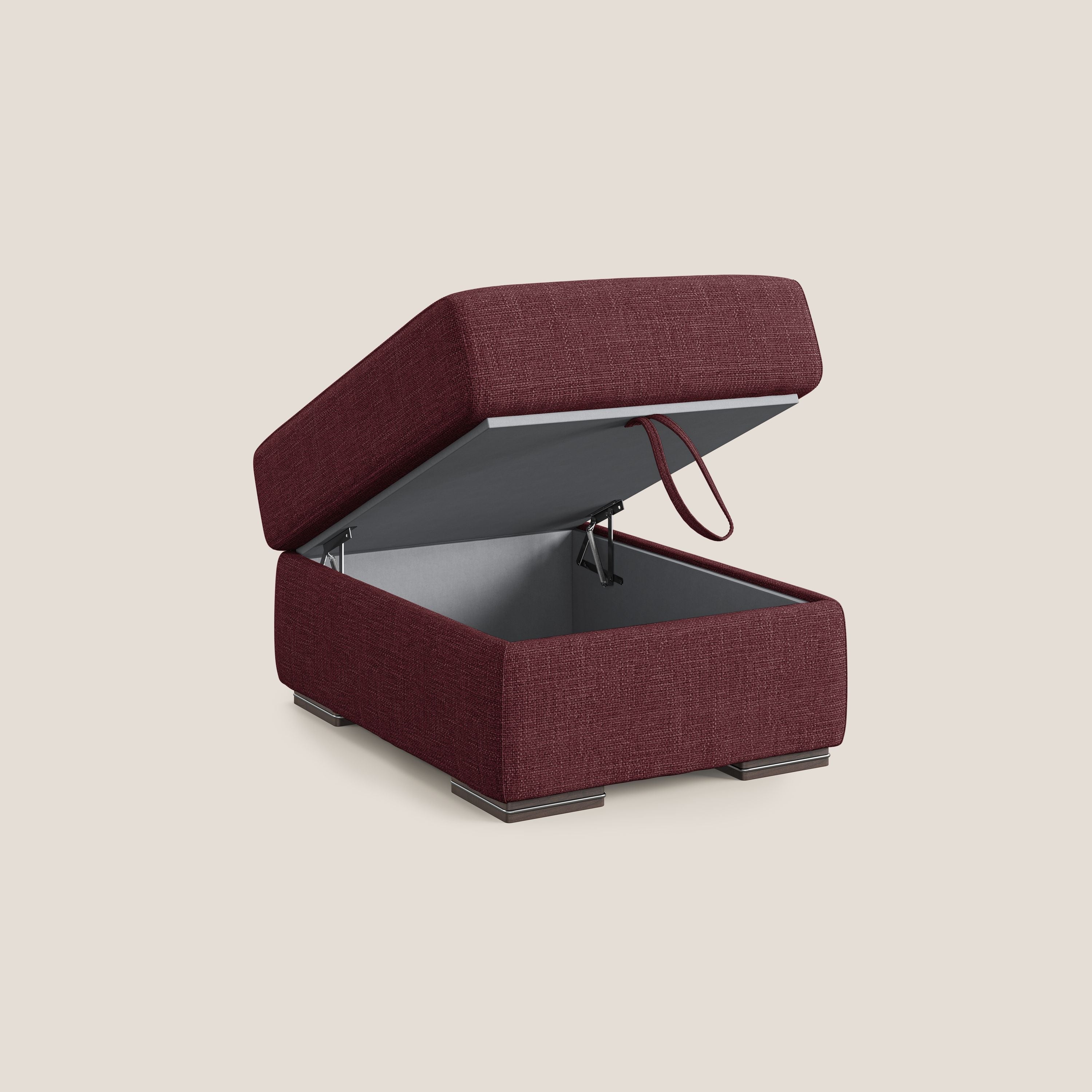 Sun pouf apribile contenitore in tessuto impermeabile morbido intreccio T06 rosso - divani.store