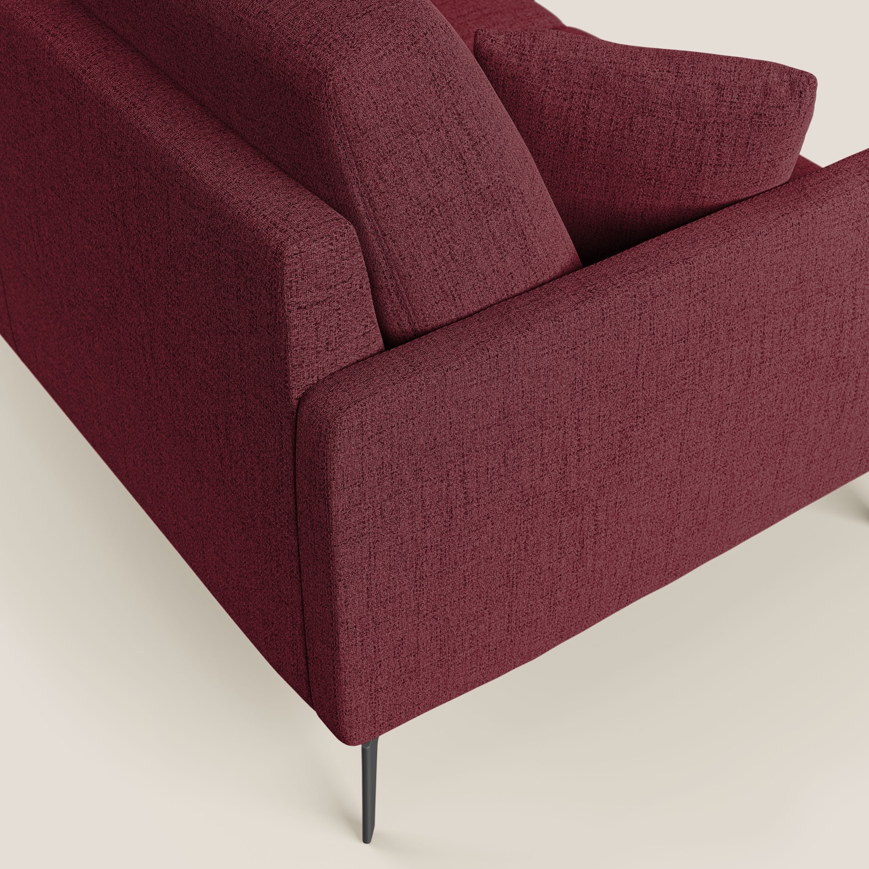 Saturno divano angolare moderno in tessuto morbido impermeabile T03 rosso - divani.store