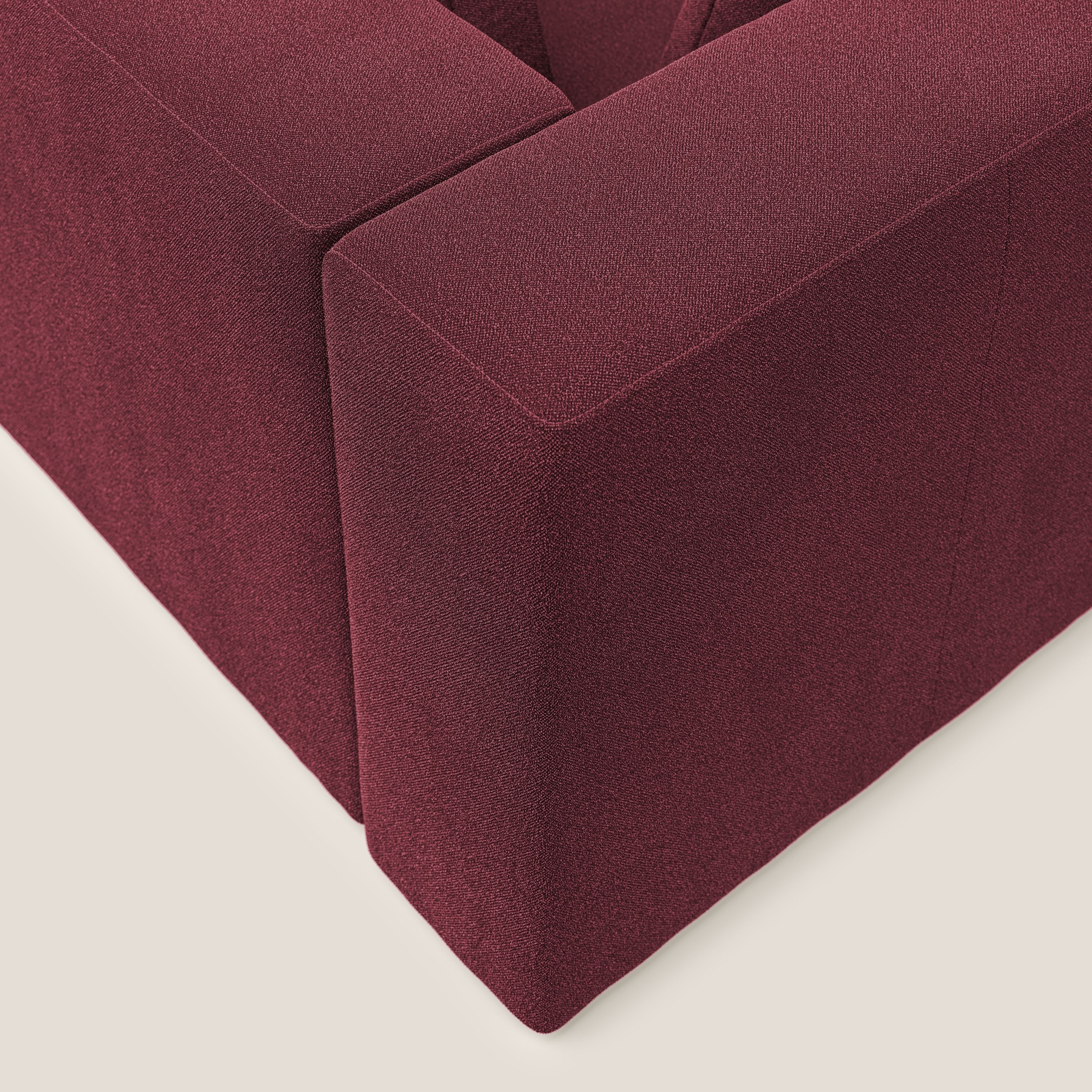 Nettuno divano angolare componibile in morbido tessuto bouclè T07 rosso - divani.store