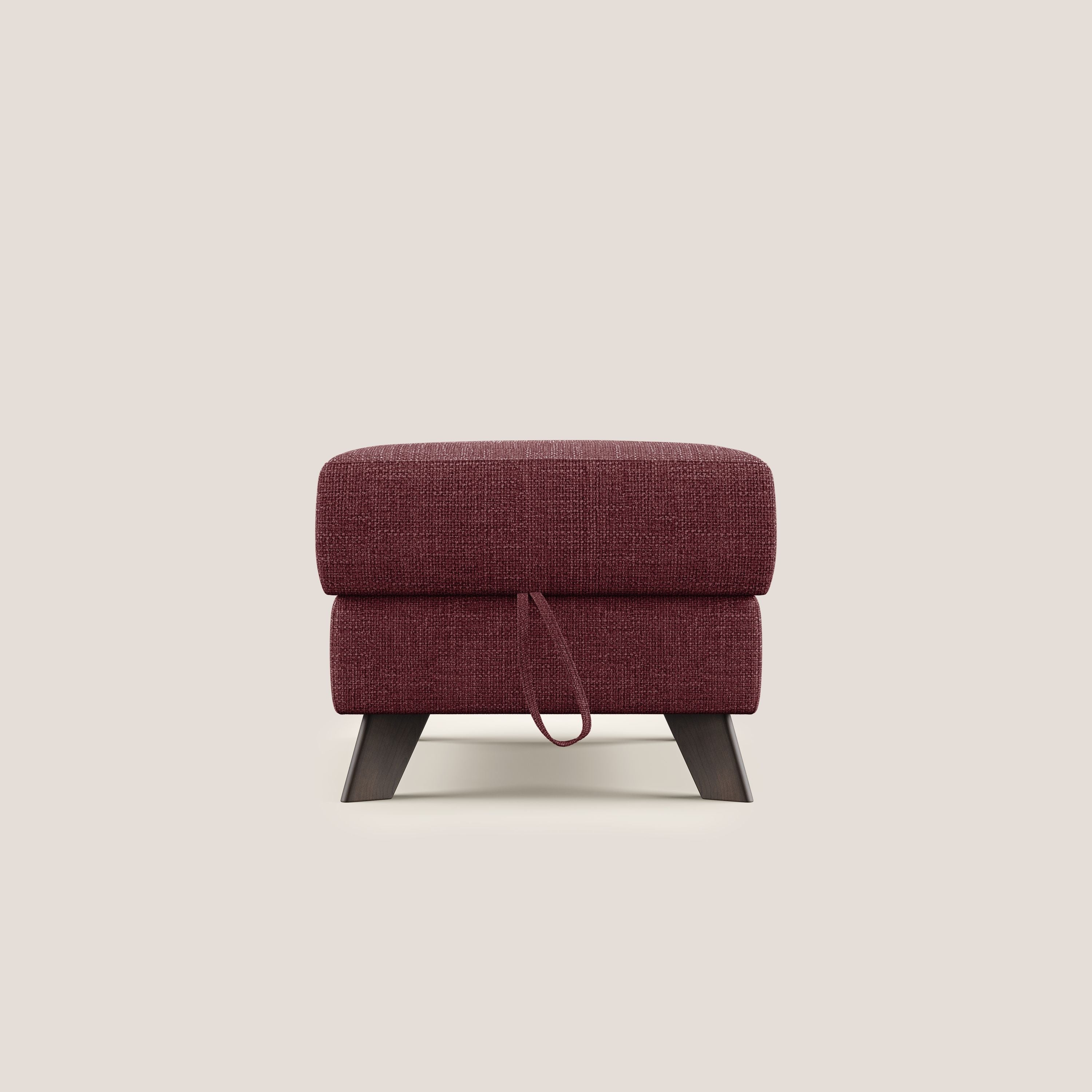 Moon Pouf contenitore e piedini alti in tessuto morbido ad intreccio soft-touch impermeabile T06 rosso - divani.store