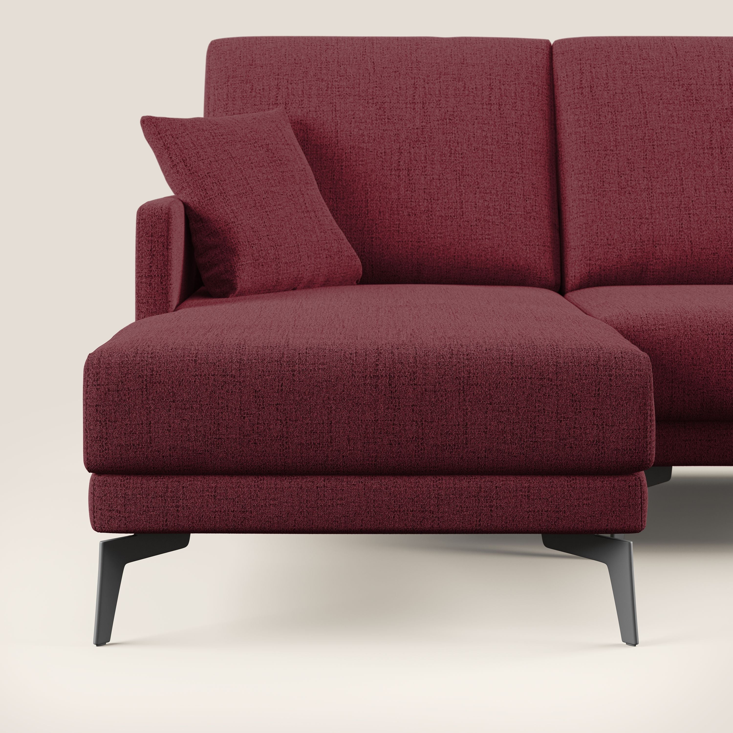 Saturno divano panoramico moderno in tessuto morbido impermeabile T03 rosso - divani.store