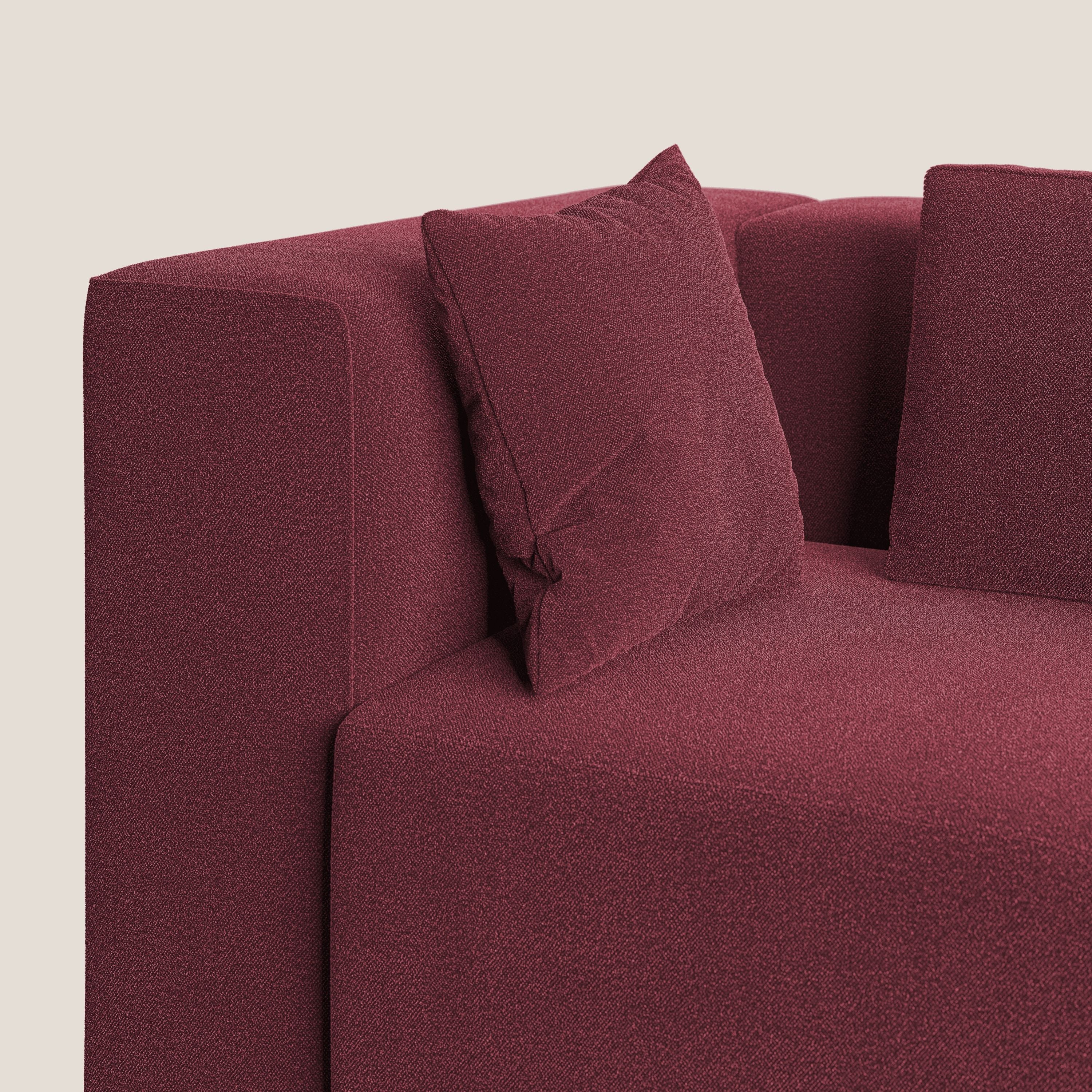 Nettuno divano moderno componibile in morbido tessuto bouclè T07 rosso - divani.store