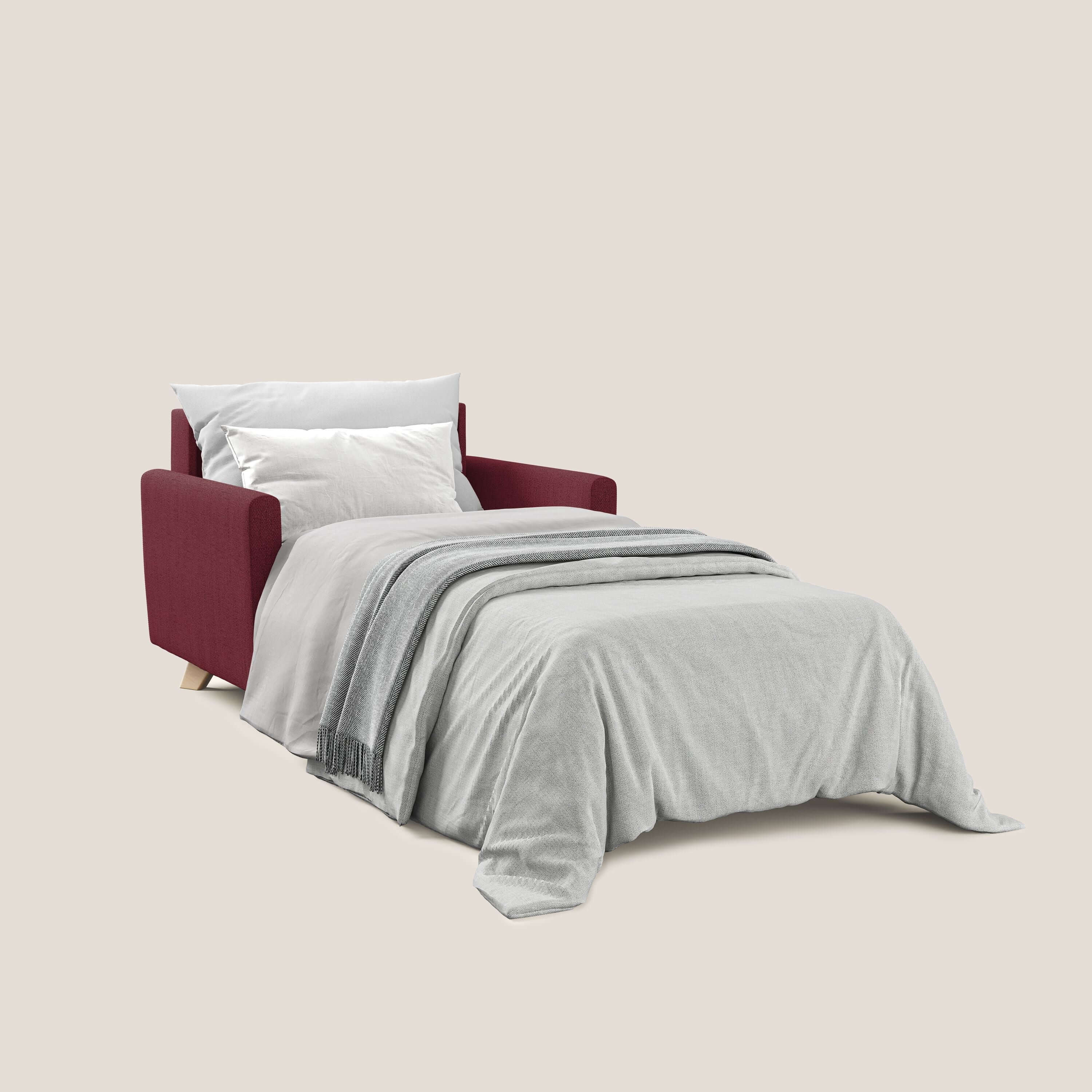 Edgar poltrona letto in tessuto felis impermeabile T03 rosso - divani.store