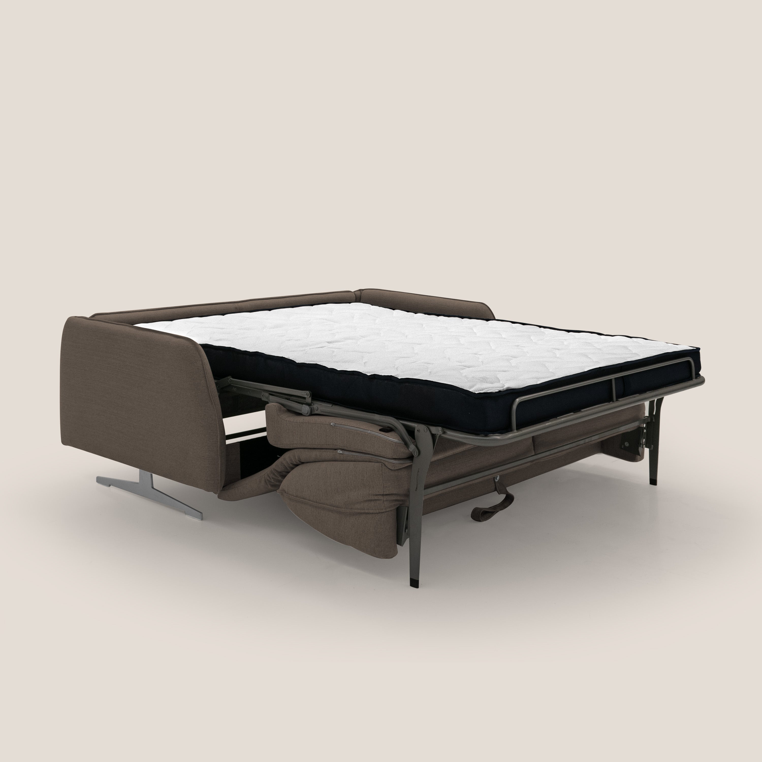 Texas Divano letto matrimoniale moderno in tessuto impermeabile T19 marrone - divani.store