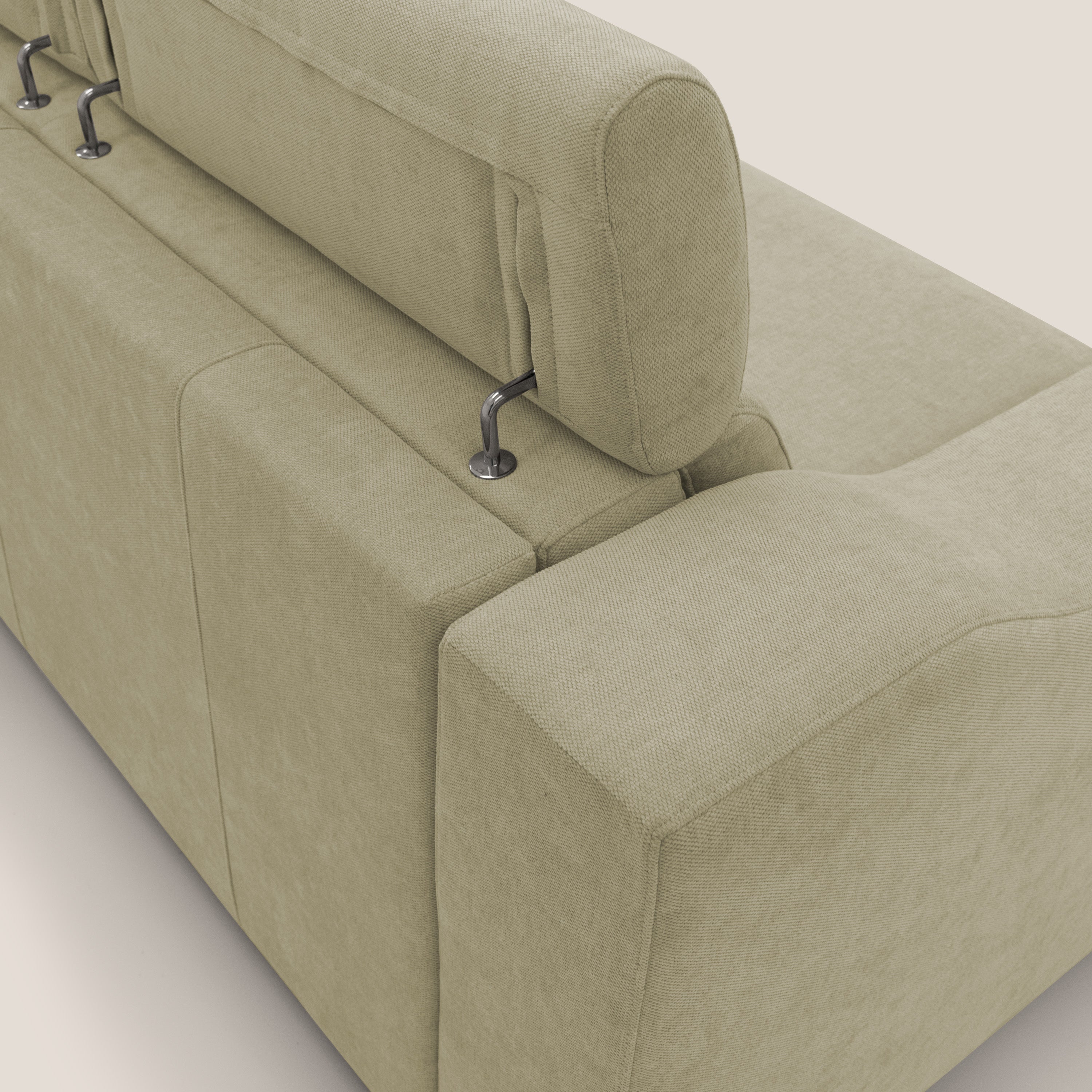Bomber divano letto matrimoniale con poggiatesta in tessuto impermeabile T14 beige - divani.store