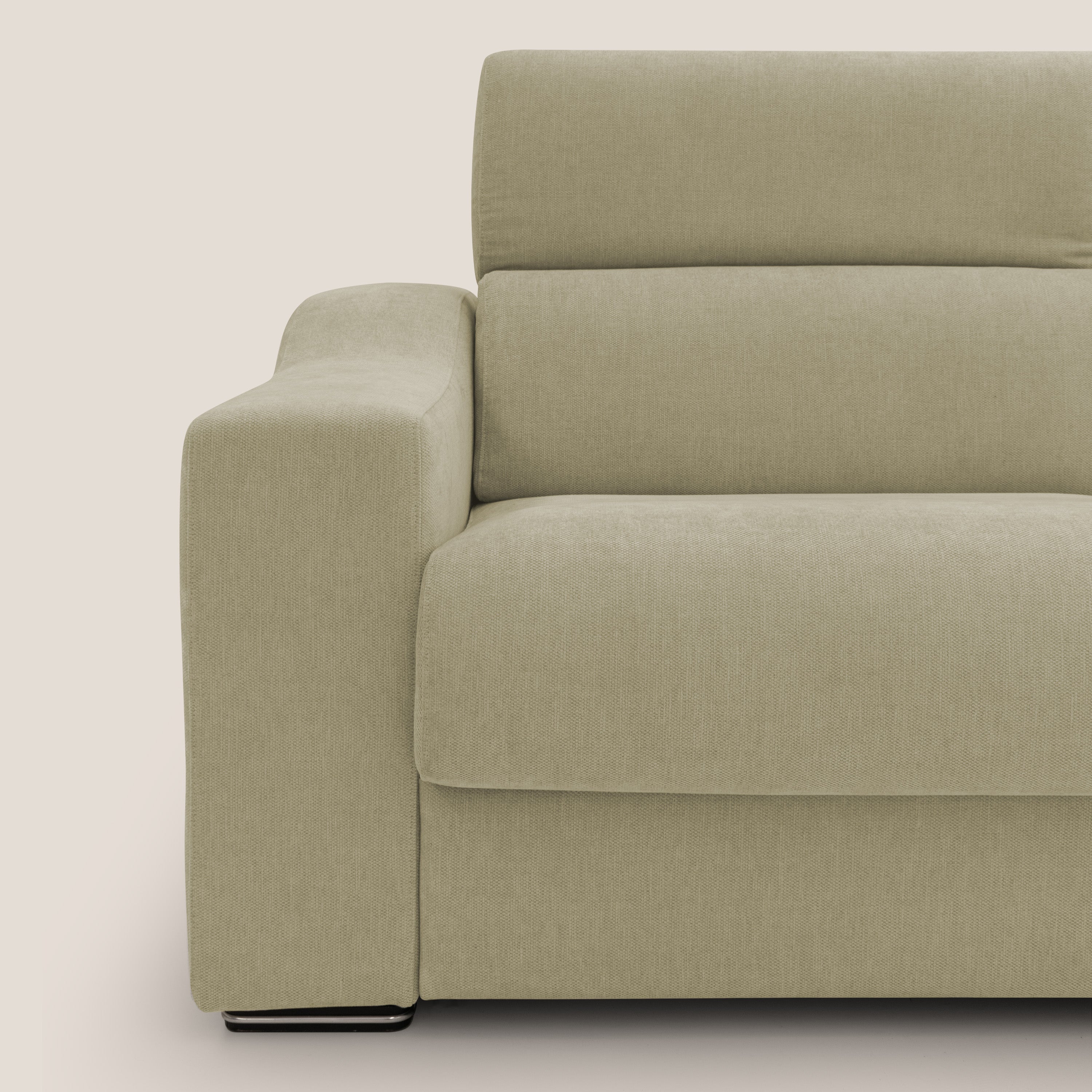 Bomber divano letto matrimoniale con poggiatesta in tessuto impermeabile T14 beige - divani.store