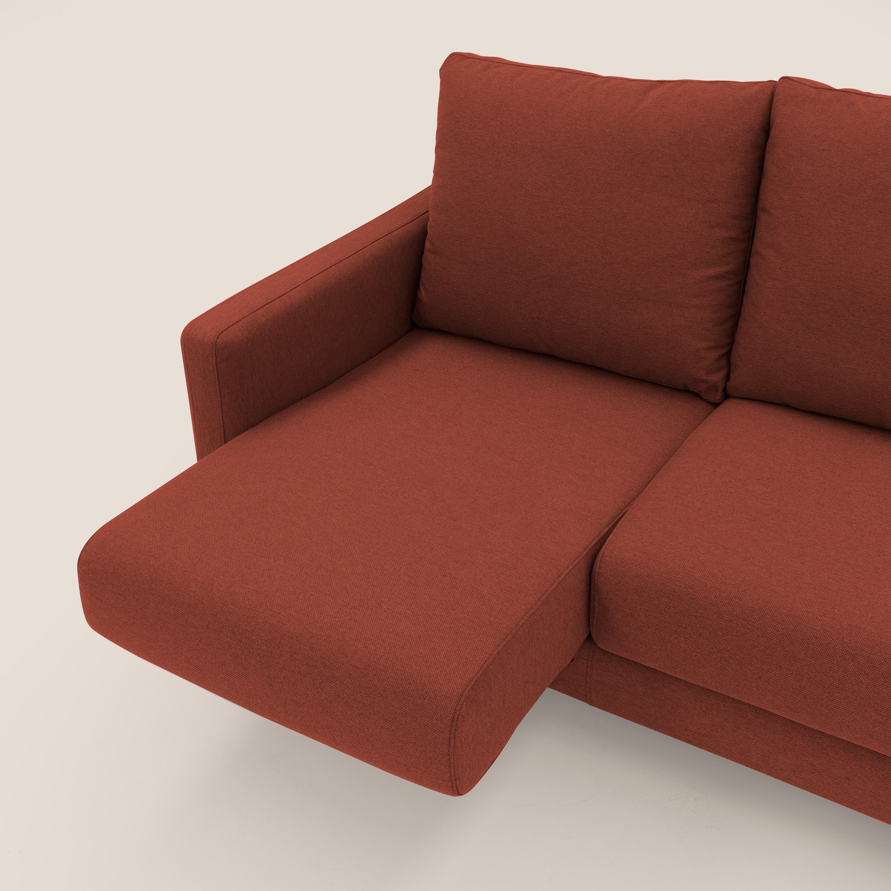 Klimt divano con sedute allungabili e schienali in piuma d'oca in tessuto smacchiabile T05 rosso - divani.store