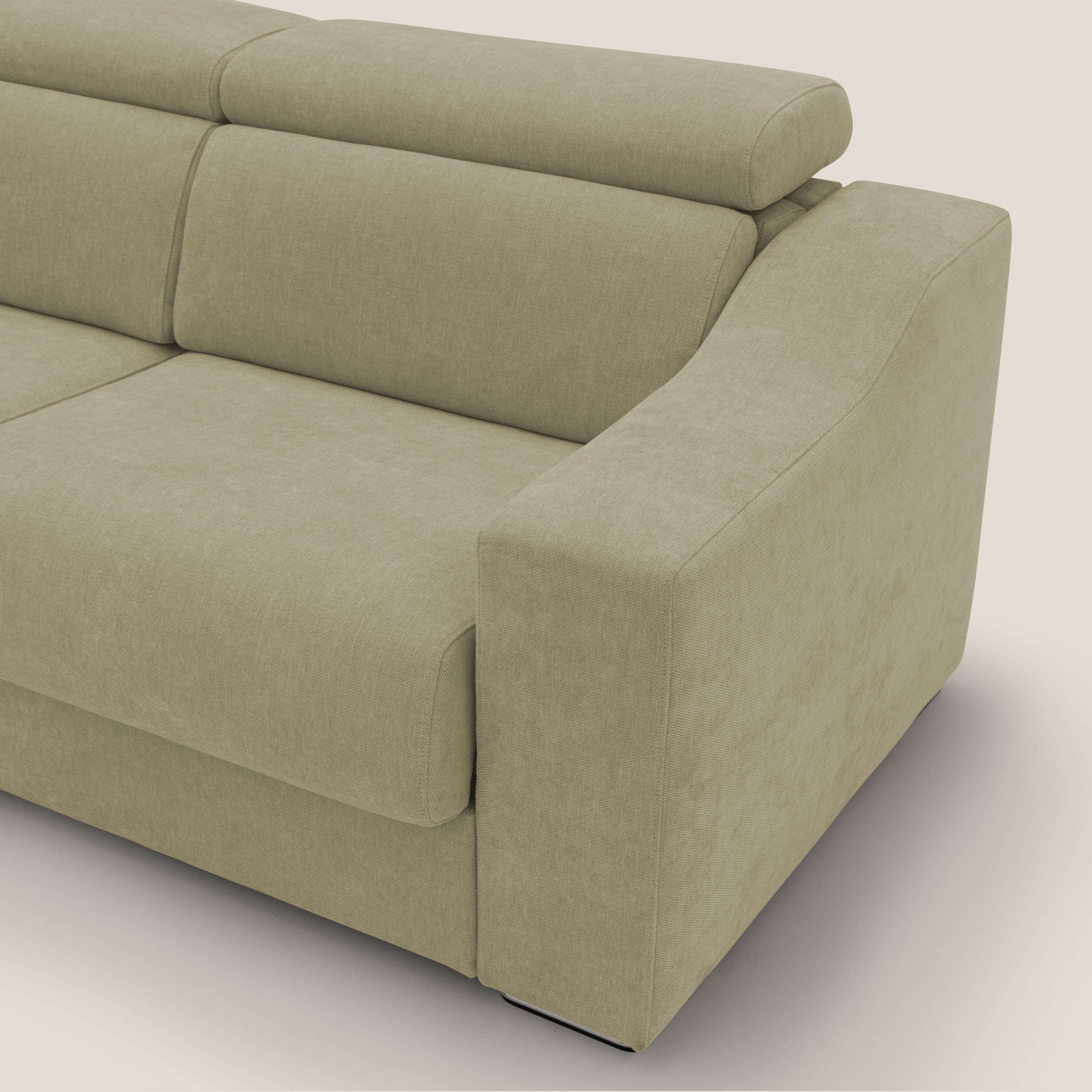Bomber divano letto matrimoniale con poggiatesta in tessuto impermeabile T14 beige - divani.store