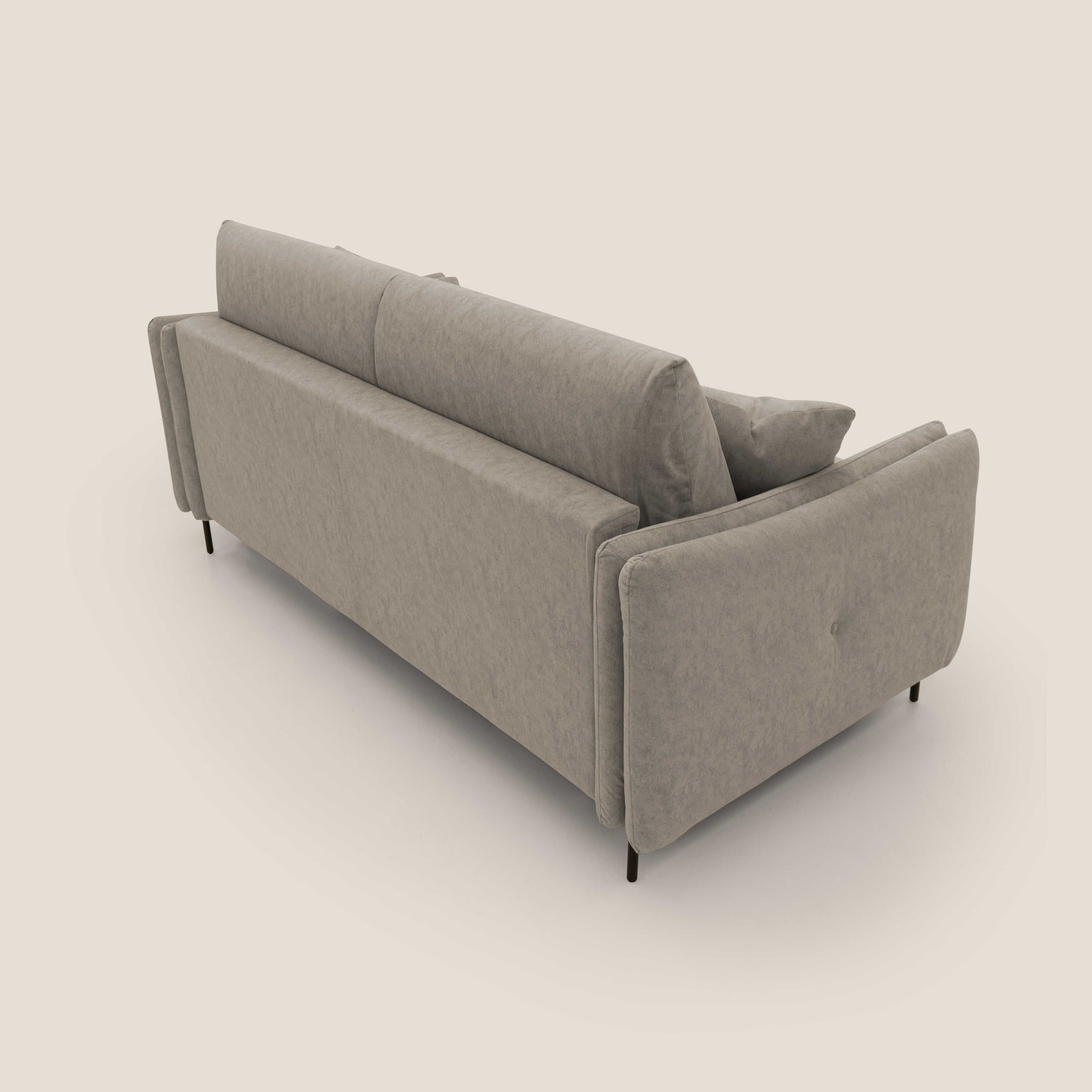 Gregory Divano letto con materasso h18 cm in microfibra effetto velluto impermeabile T09 tortora - divani.store