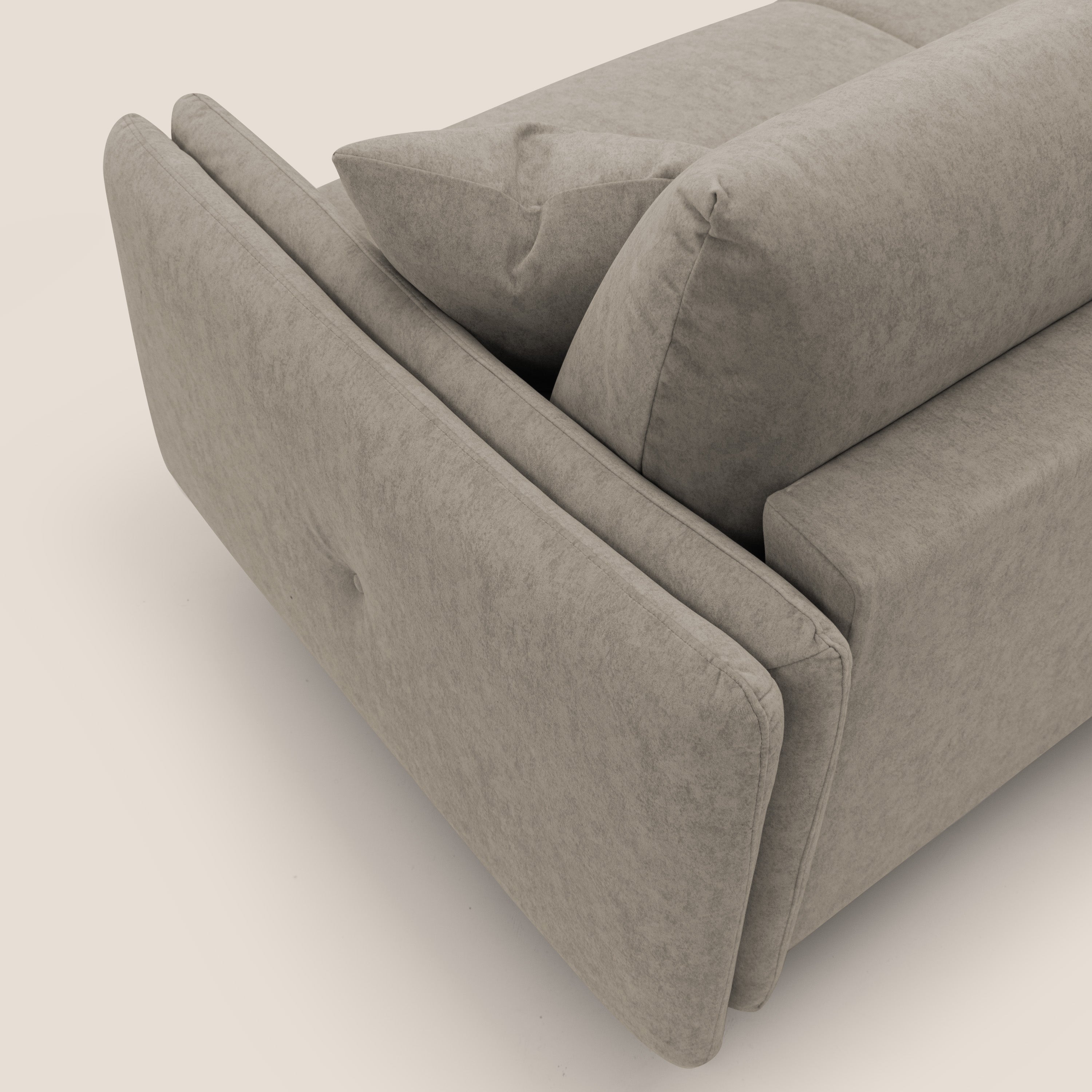 Gregory Divano letto con materasso h18 cm in microfibra effetto velluto impermeabile T09 tortora - divani.store