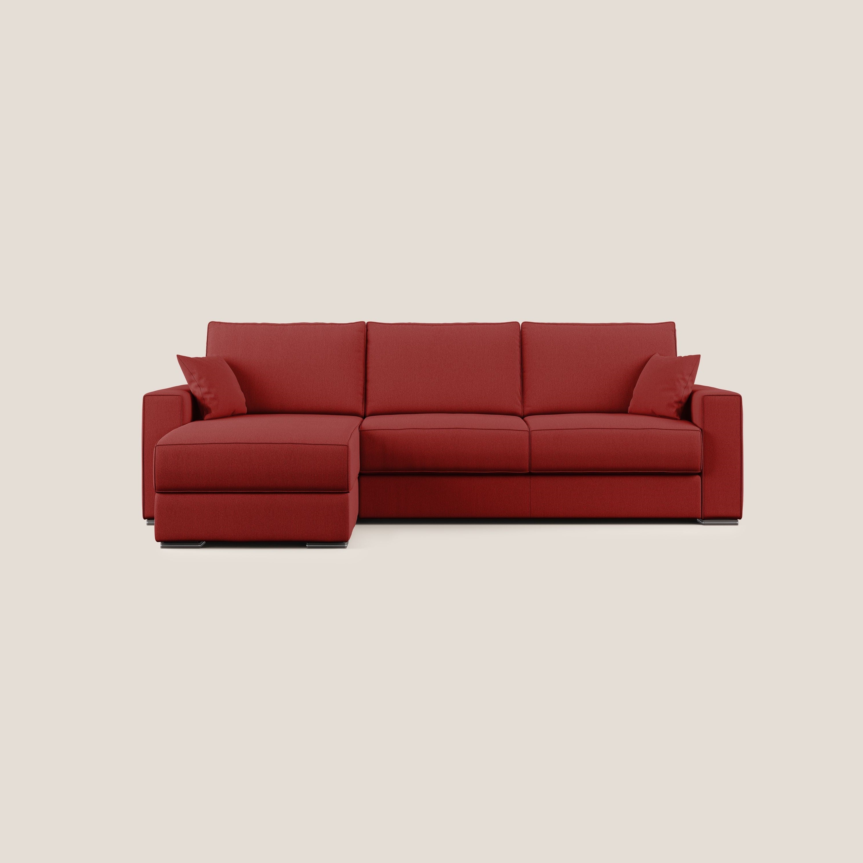 Dream Divano letto angolare in tessuto smacchiabile T05 rosso - divani.store