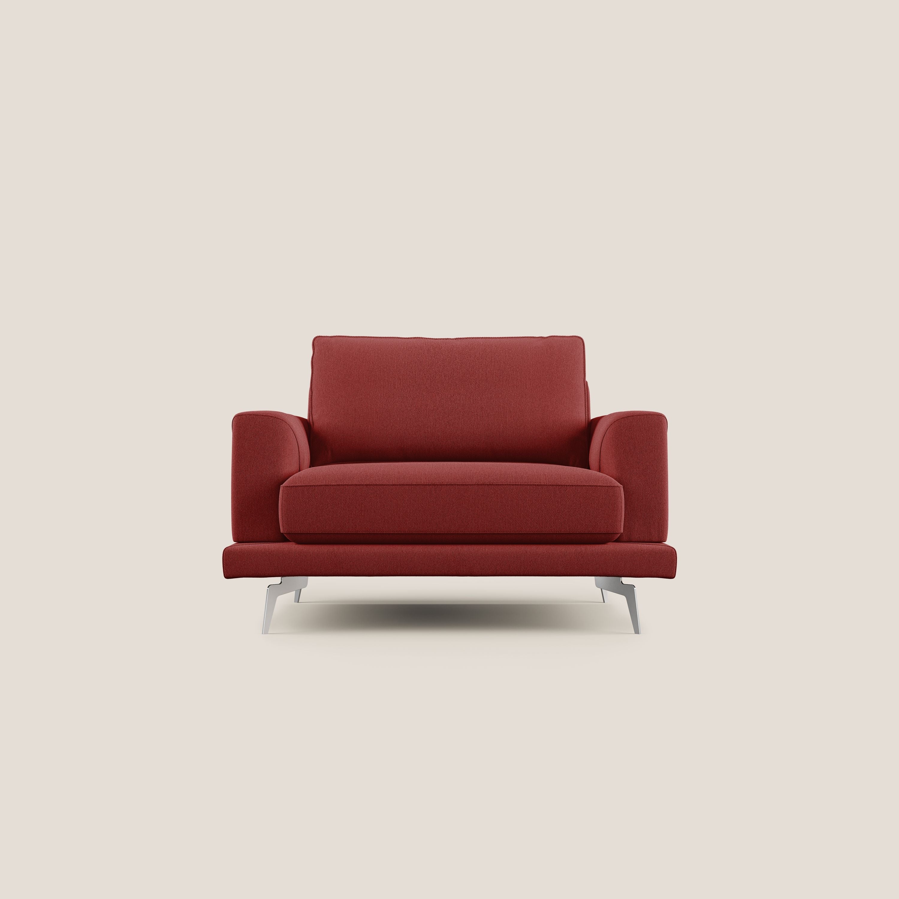Dorian poltrona moderna in tessuto smacchiabile T05 rosso - divani.store