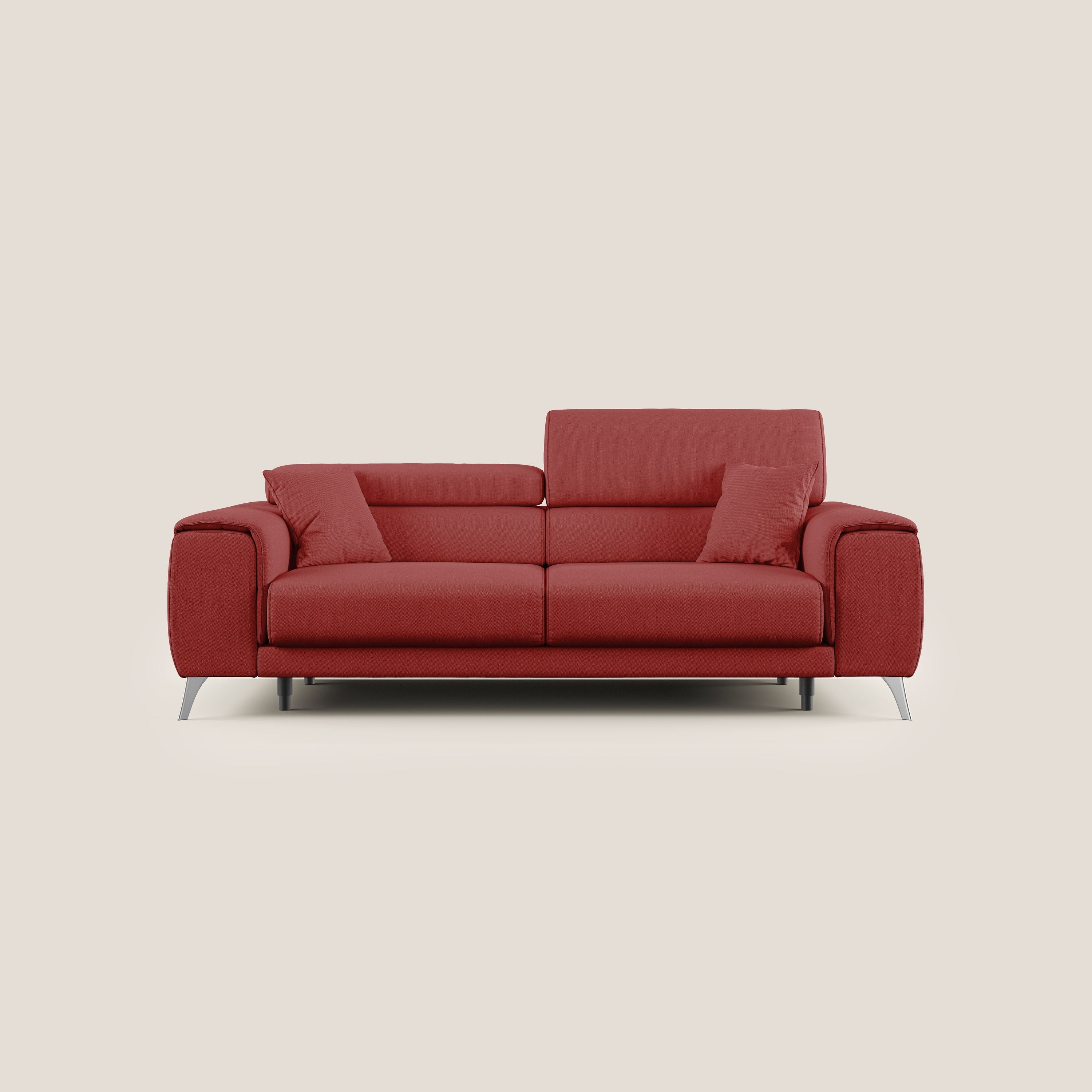 Fusion divano con sedute allungabili in tessuto smacchiabile T05 rosso - divani.store