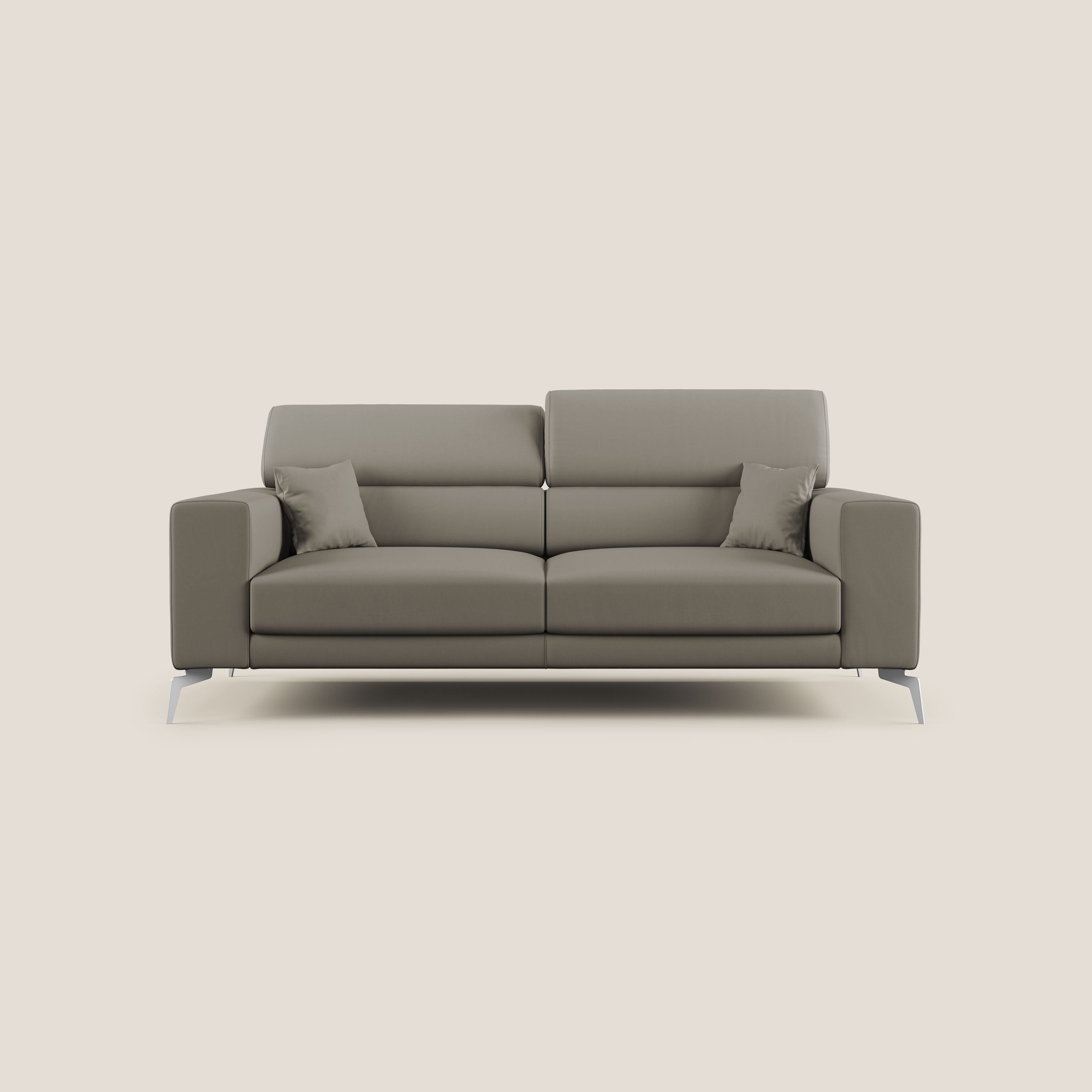 Blade Divano moderno con poggiatesta reclinabili in Ecopelle T04 talpa - divani.store