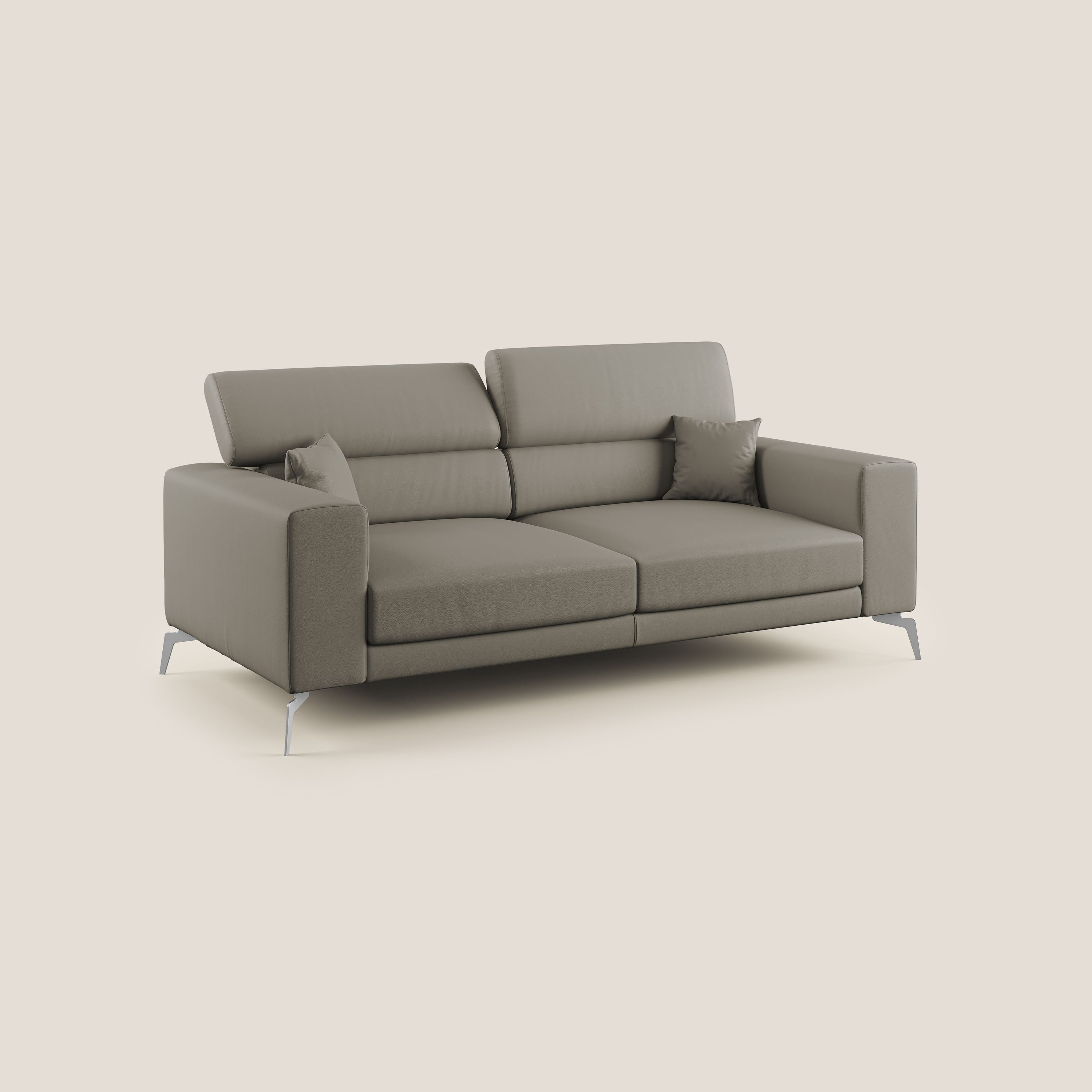 Blade Divano moderno con poggiatesta reclinabili in Ecopelle T04 talpa - divani.store