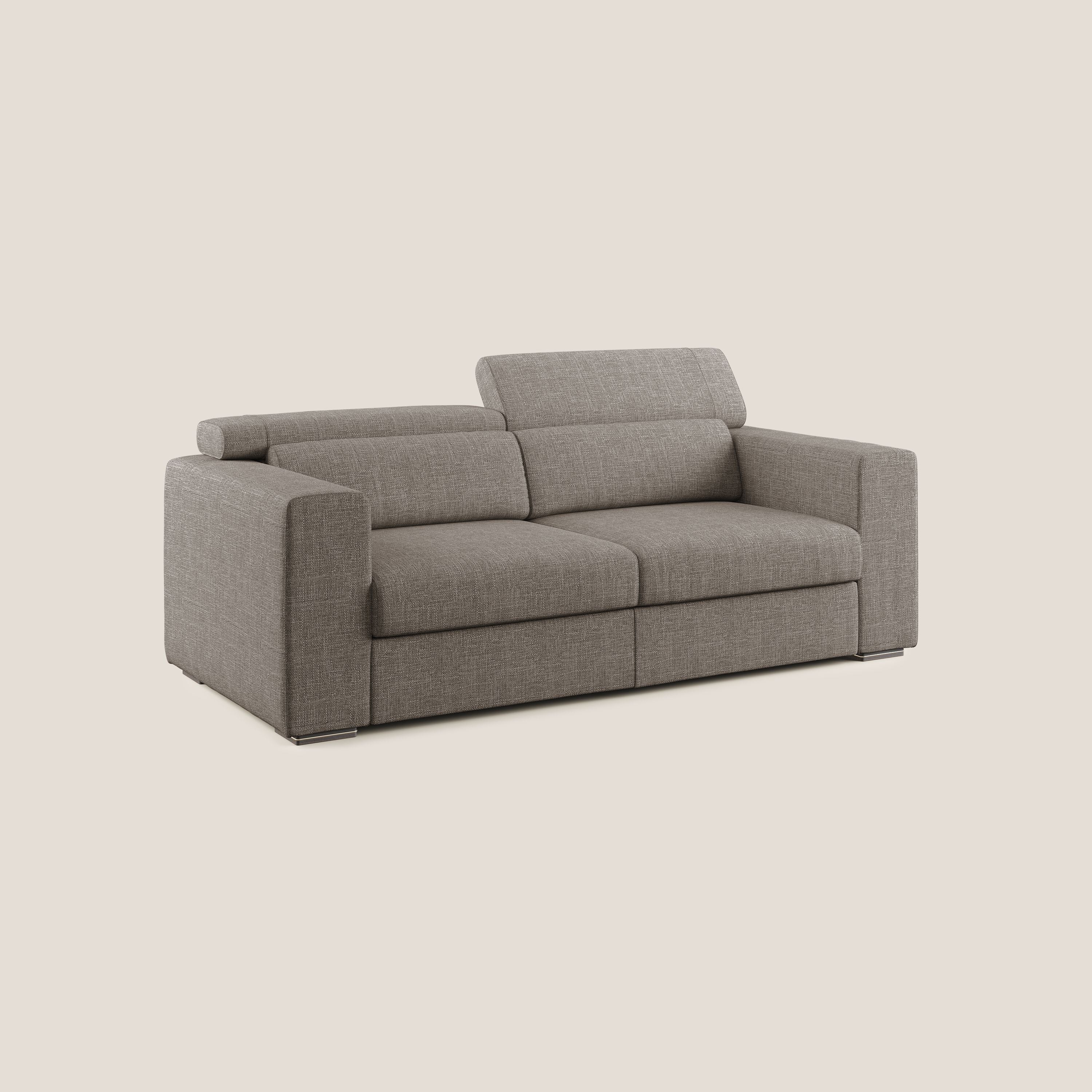 Vegas divano con poggiatesta reclinabili in morbido tessuto impermeabile T06 marrone - divani.store