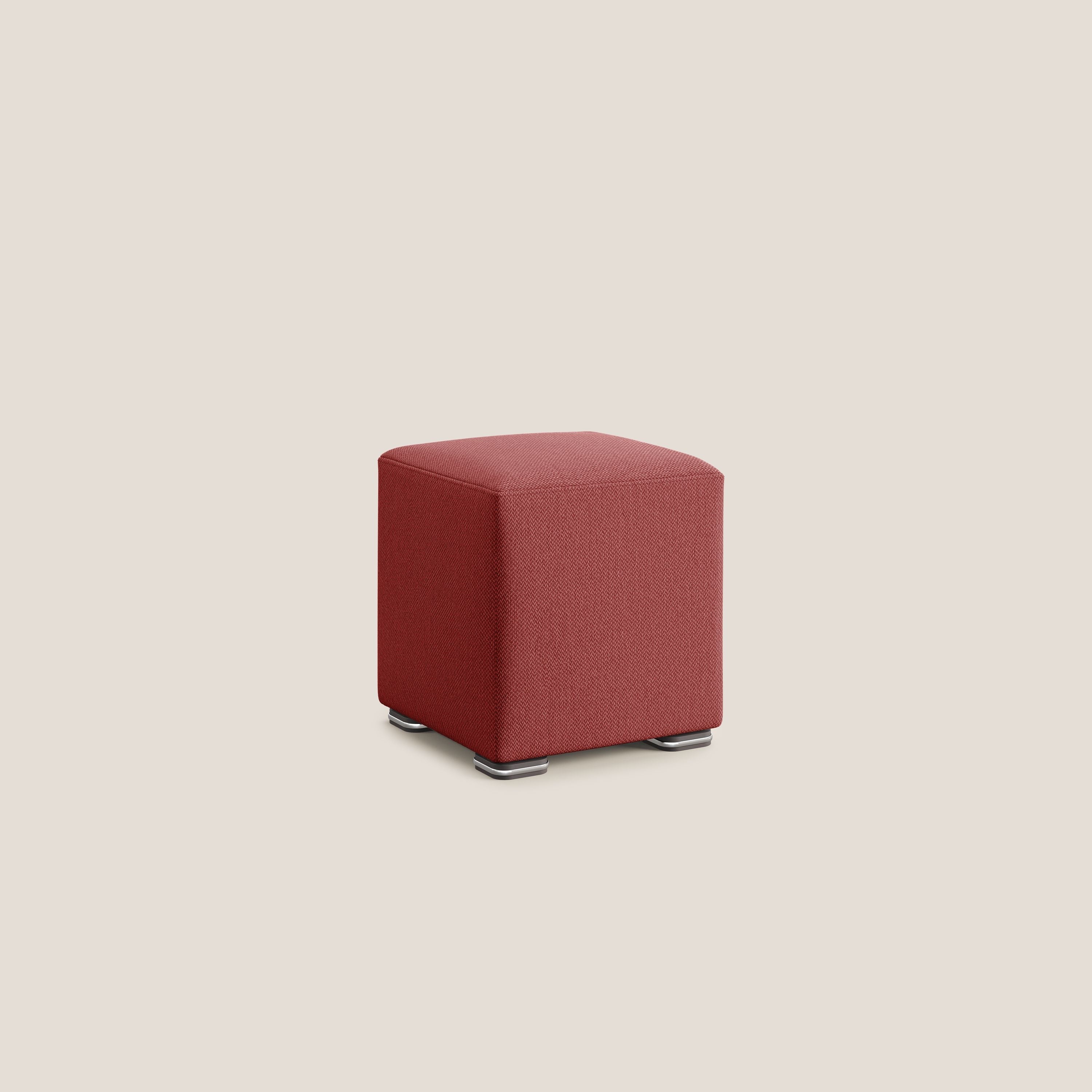 Cube pouf in tessuto morbido smacchiabile T05 rosso - divani.store