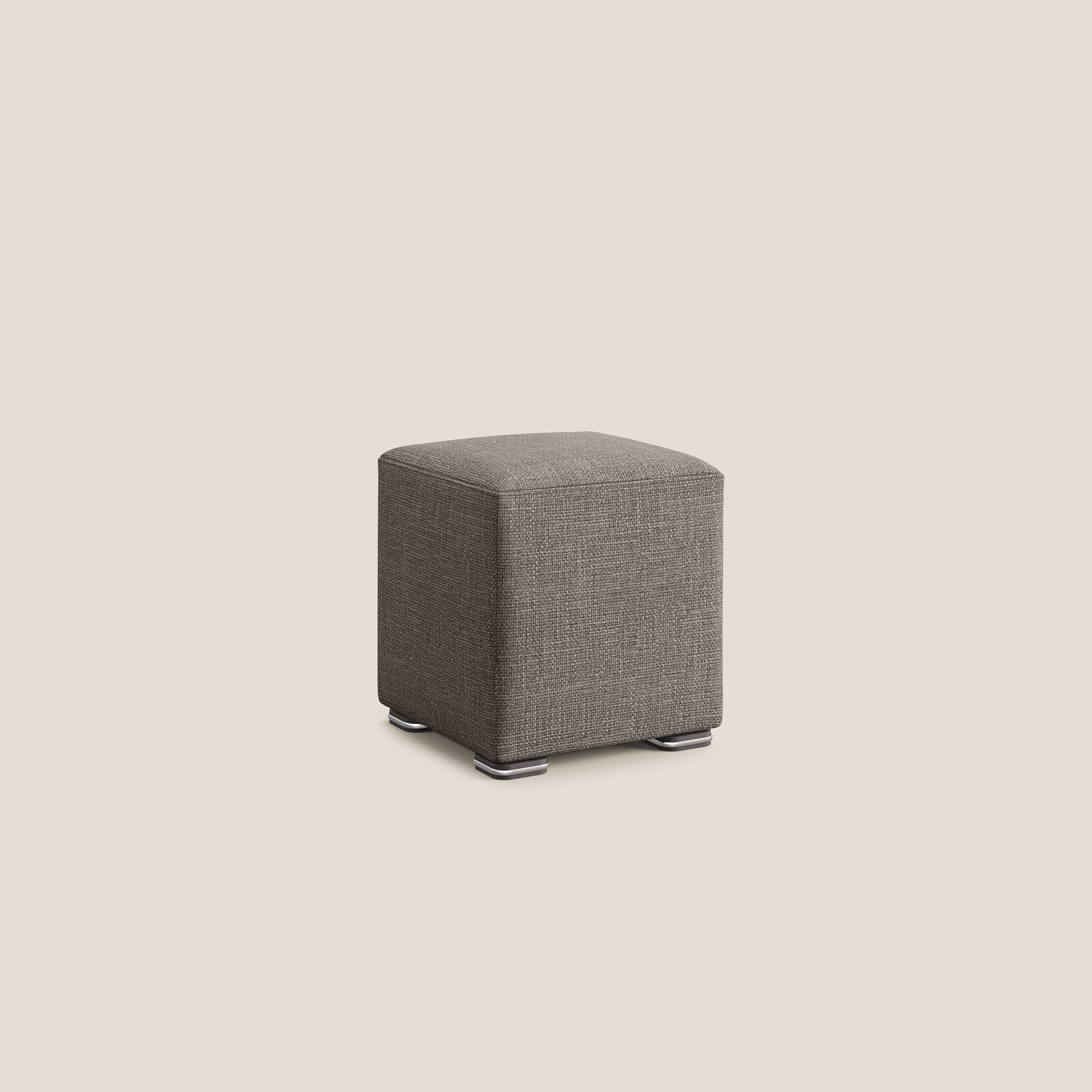 Cube pouf in morbido tessuto impermeabile ad intreccio melangiato T06 marrone - divani.store