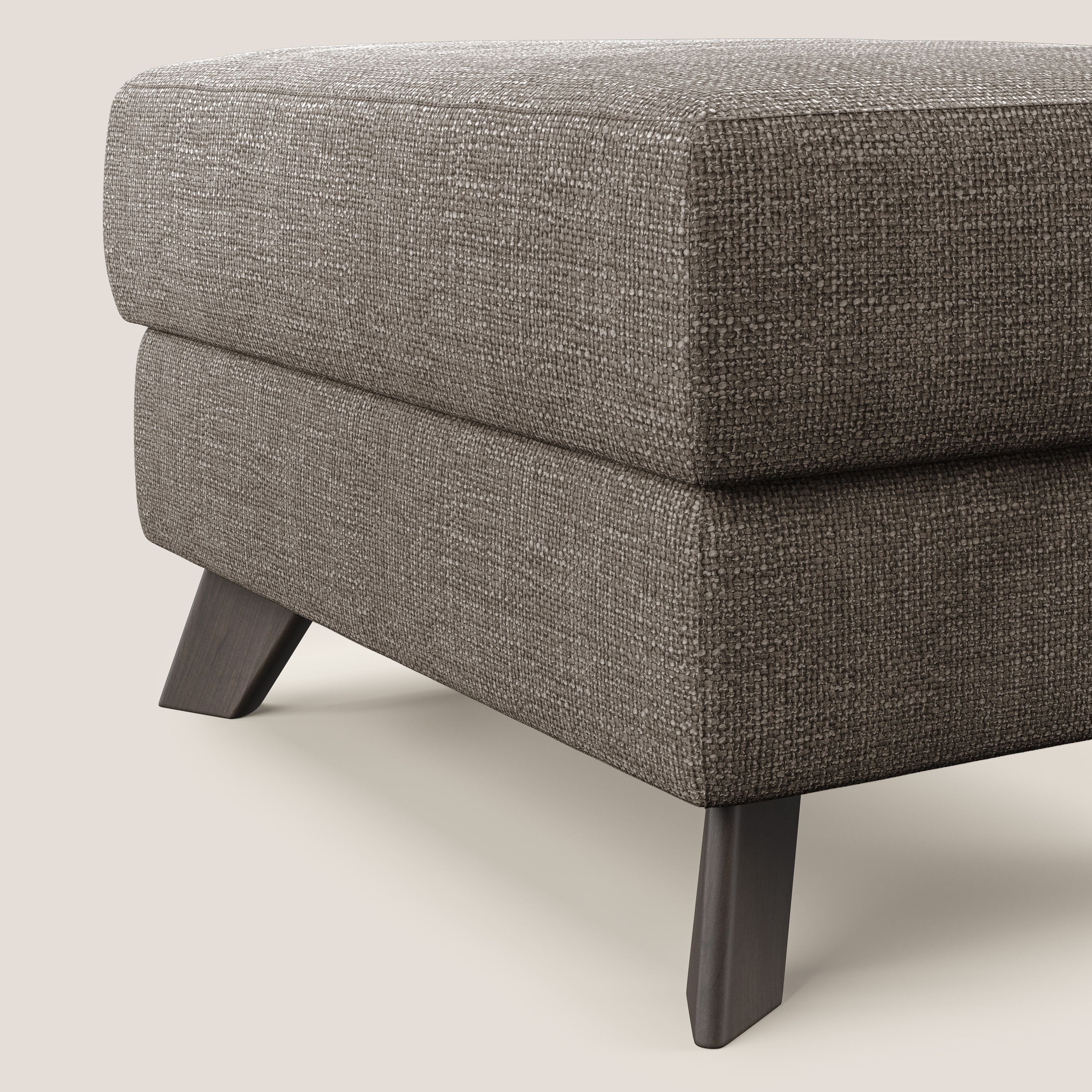 Moon Pouf contenitore e piedini alti in tessuto morbido ad intreccio soft-touch impermeabile T06 marrone - divani.store