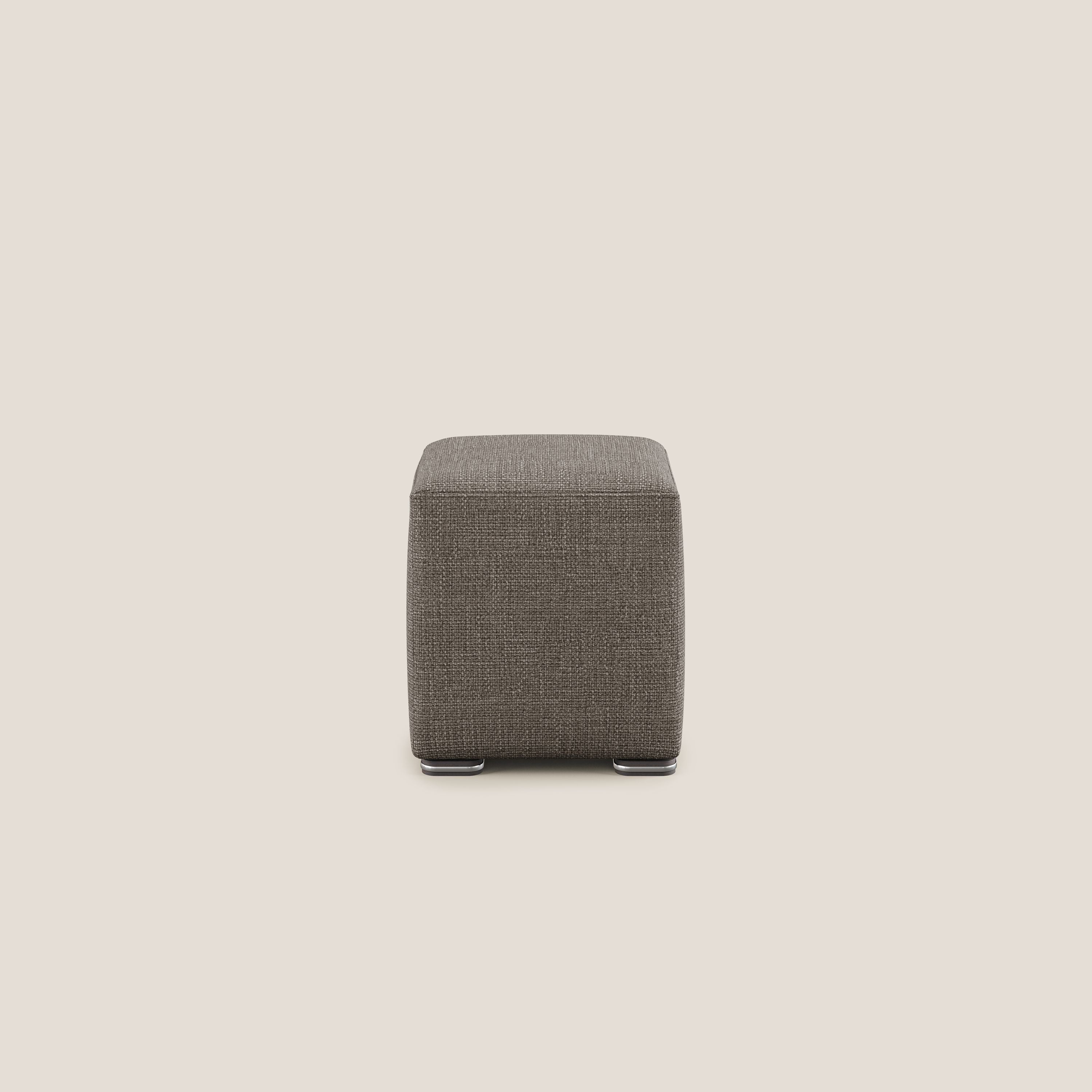 Cube pouf in morbido tessuto impermeabile ad intreccio melangiato T06 marrone - divani.store